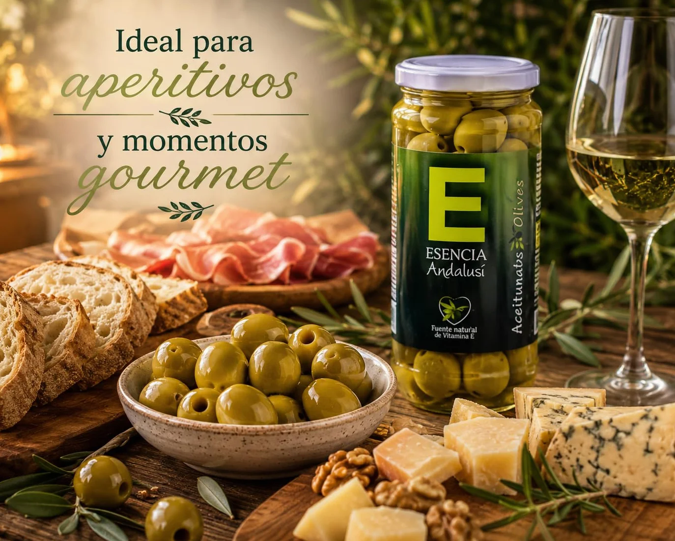 Aceitunas Manzanilla Extra con hueso Sabor Anchoa Esencia Andalusí Gourmet 700g (3 unidades)