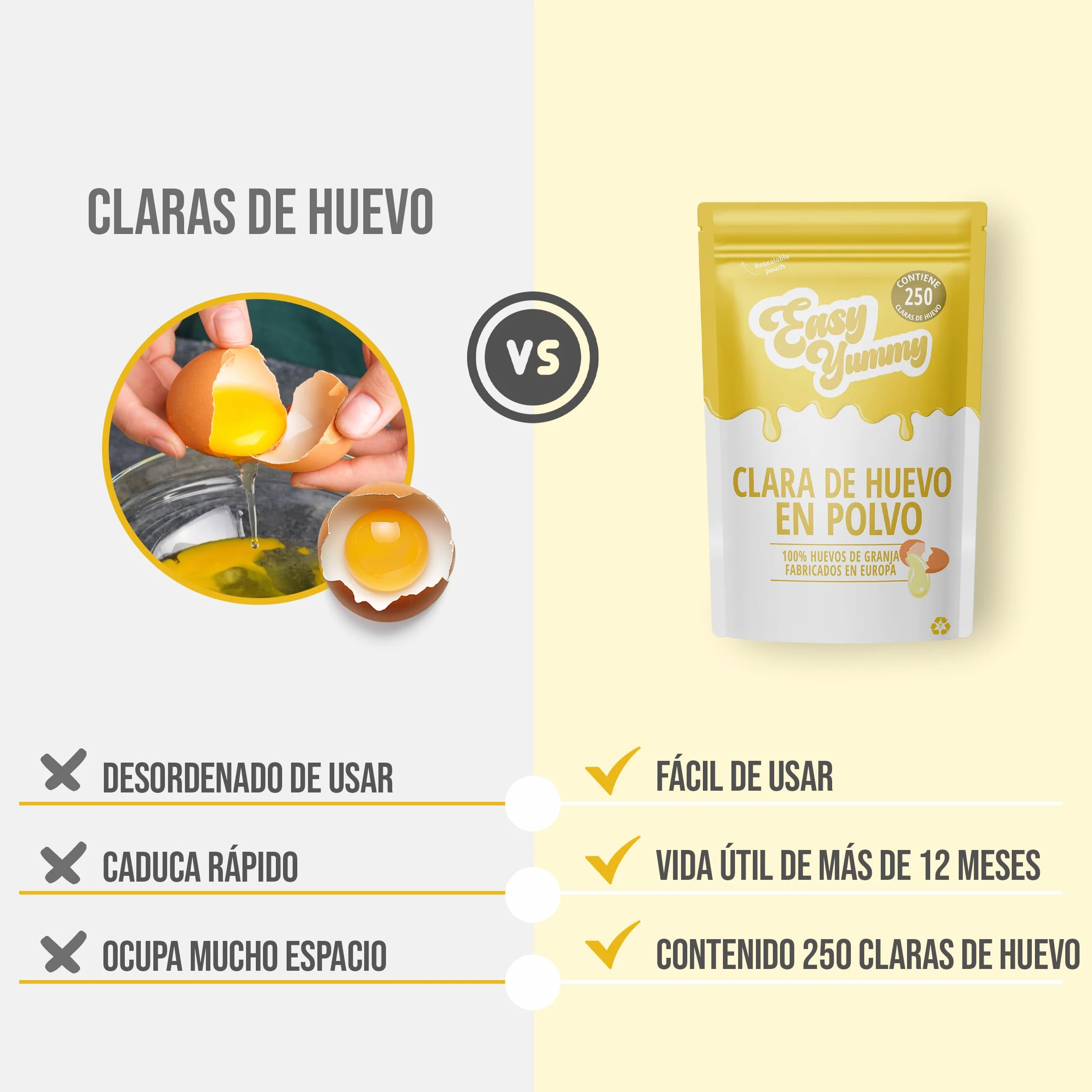 Clara De Huevo En Polvo 1 Kg – Huevos Deshidratados 100% Para Repostería Y Cocina