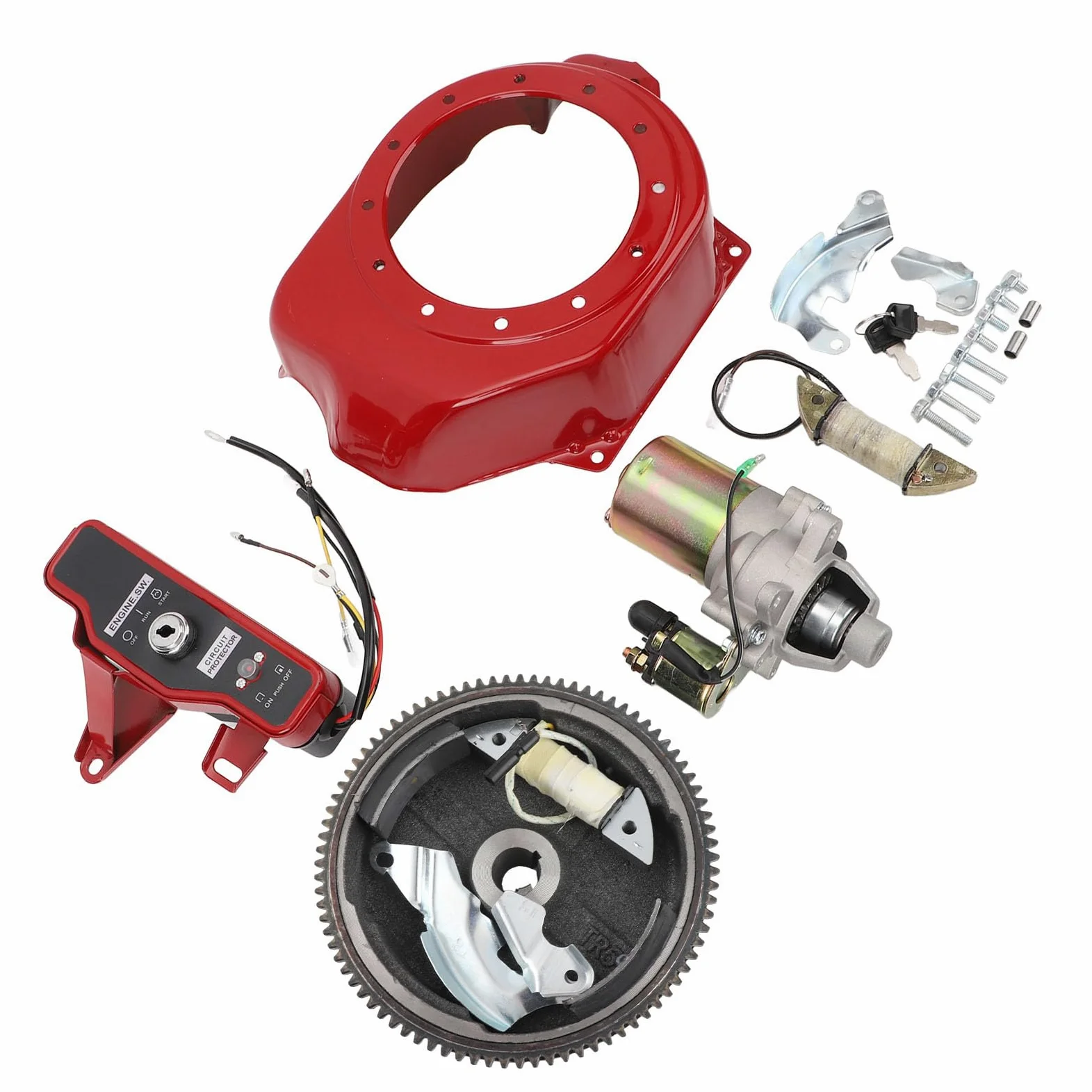 Tapa de Motor de Arranque Gx160 Motores de 4 Tiempos GX200 - Motor de Arranque CompletoCaja de Encendido Tapa de Volante Kit de de Eléctrico de Volante de Encendido