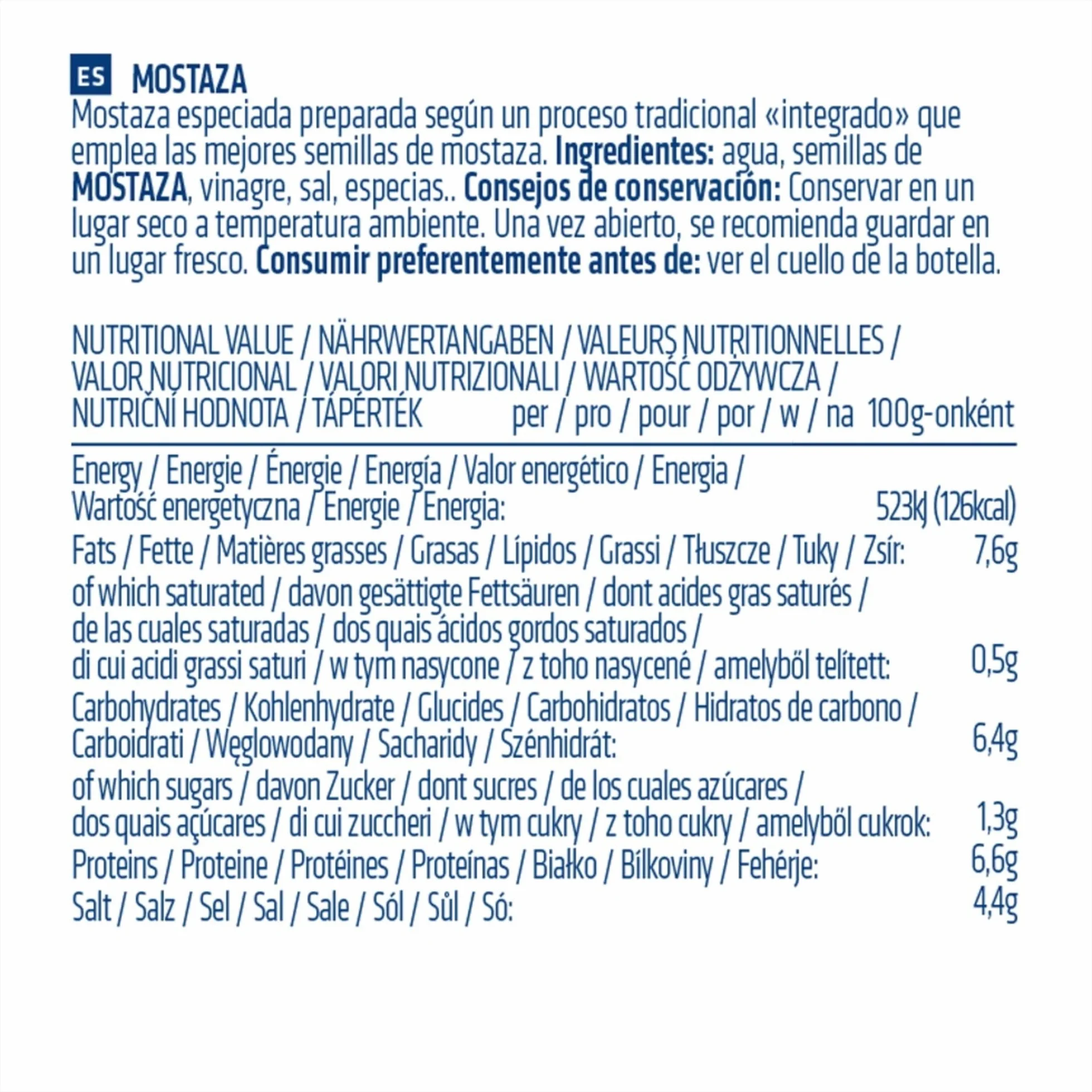 Risso Mostaza Salsa a Base de Semillas de Mostaza Bote 1 L Vegano Sin Gluten