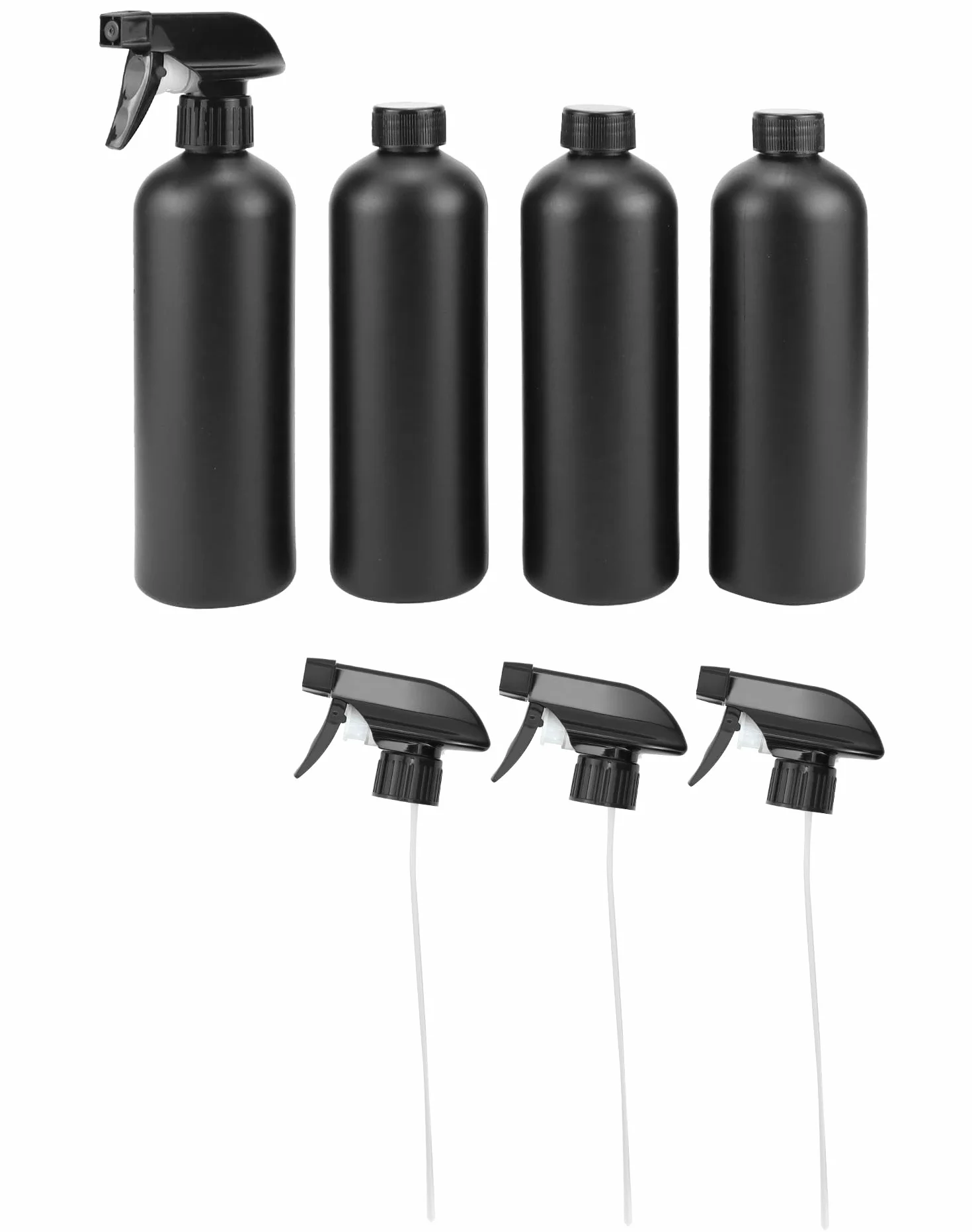 QWORK 4PCS 500 ml botellas spray negro peluquería plantas limpieza