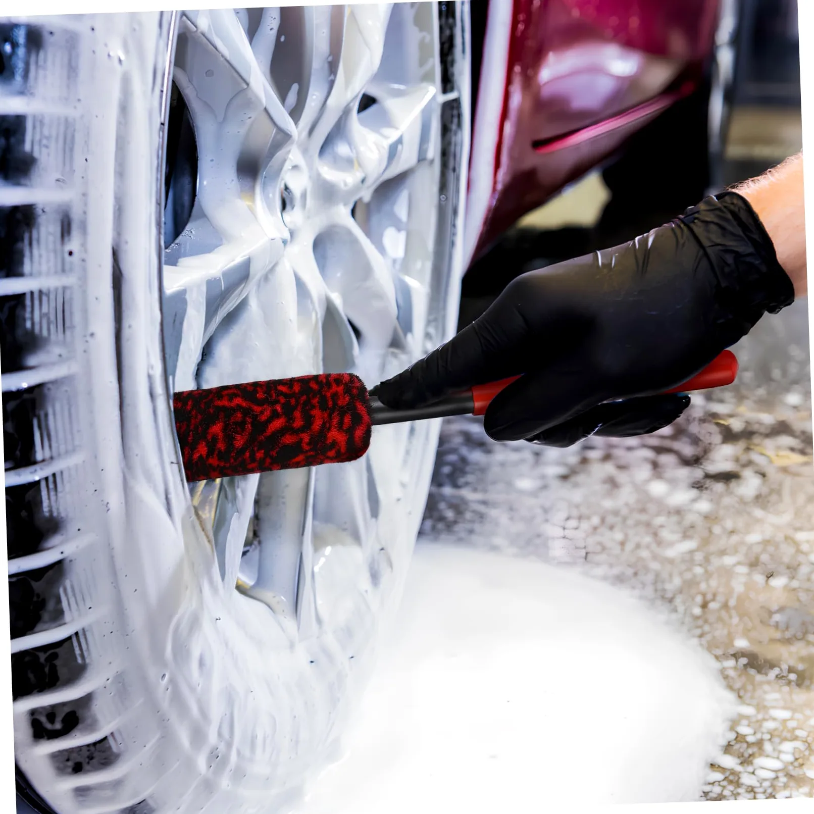 Alipis Cepillo De Limpieza De Neumáticos Detallado Fuerza Cepillo De Limpieza De Automóviles Cepillo para Neumáticos Cepillo para Fregar Ruedas Cepillo De Rueda Lana 3 Piezas X 4