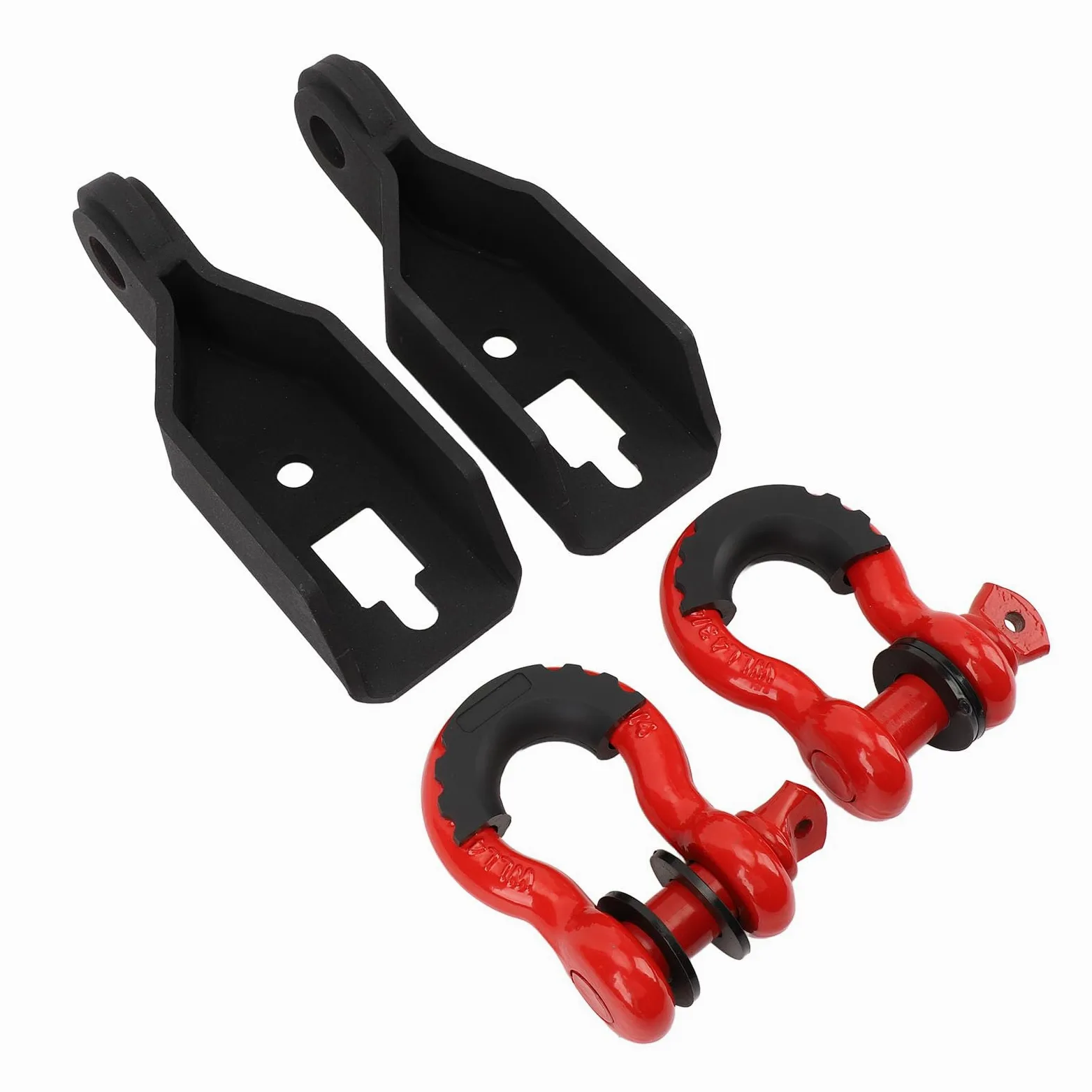 Drfeify Par de Montaje de Grillete de Gancho de Remolque Delantero con Anillos en D de 3 4 Pulgadas Soporte de Montaje de Gancho de Remolque Delantero de Acero Resistente con Recubrimiento en Polvo