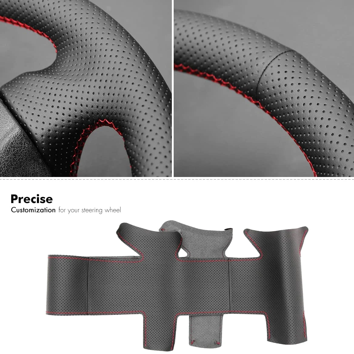 MEWANT Funda para volante de cuero auténtico para Peugeot 206 2001-2009 / Peugeot 207 / Citroen C2 / 206 Funda para volante