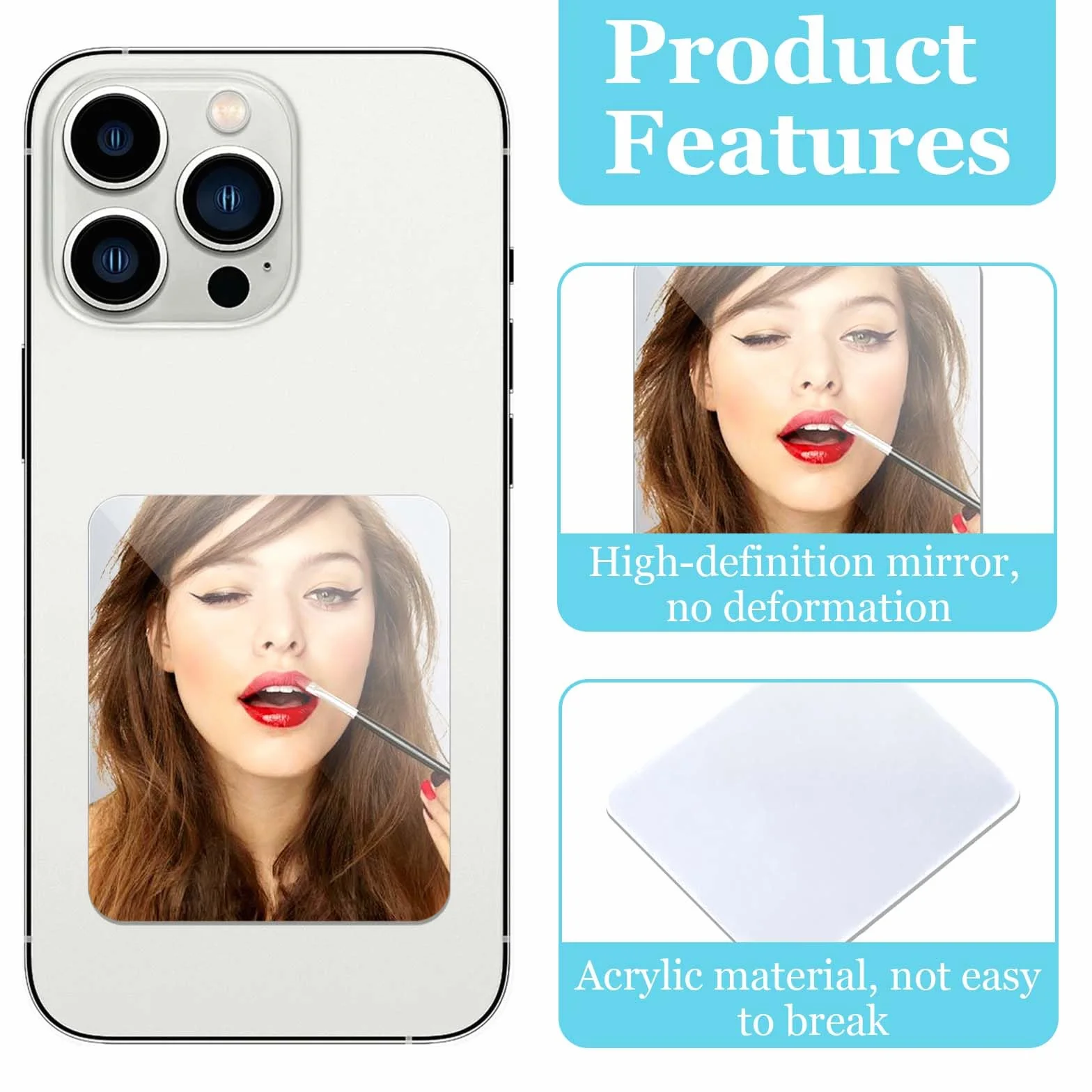 Espejos pequeños para pegar espejo de maquillaje adhesivos acrílicos decoración móvil 6 mini