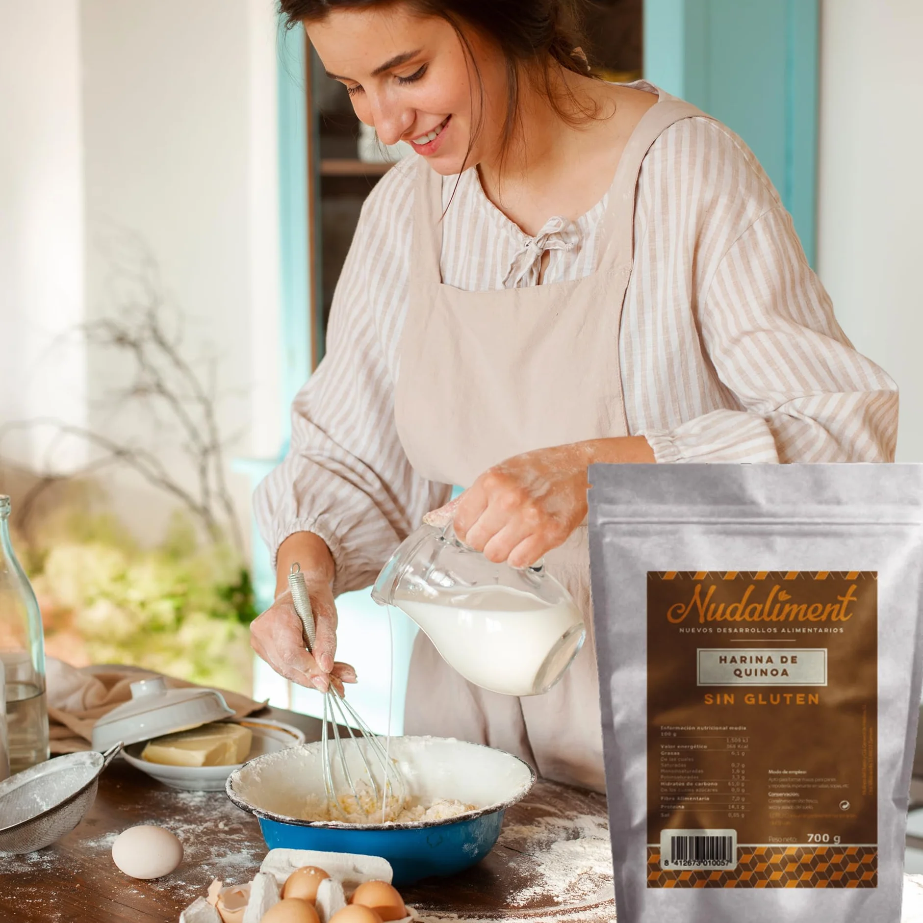 Harina De Quinoa Sin Gluten 700 Gr Natural Para Panificación Apta Para Celíacos