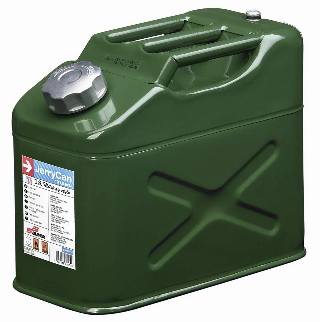 S SUMEX Bidon Jerry Can En Acero Galvanizado, Verde Bidón Estilo Militar 10 litros