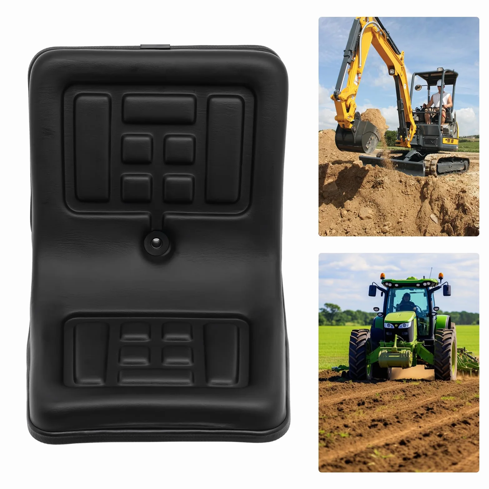 Asiento universal pequeño para carretilla elevadora con PVC y espuma, asiento de tractor ergonómico ajustable y capacidad de carga de 100 kg, asiento para cortacésped con varios orificios y orificio