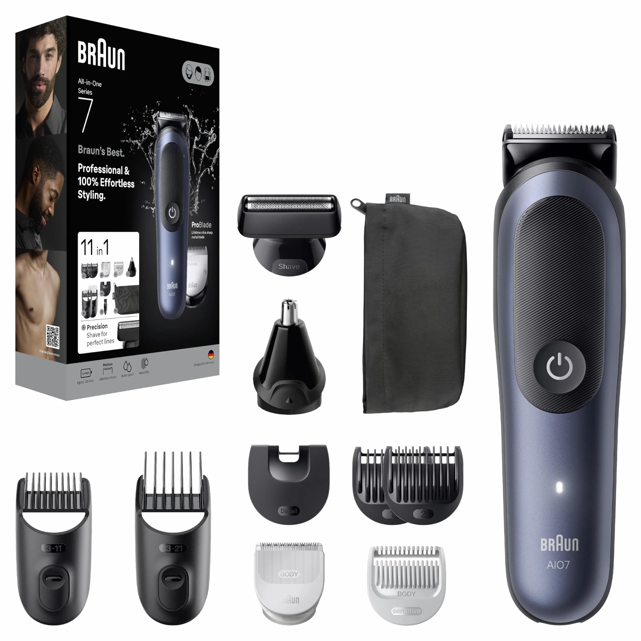 Braun Cortacésped eléctrico serie 7 AIO7540 11 en 1 inalámbrico batería recargable impermeable ProBlade