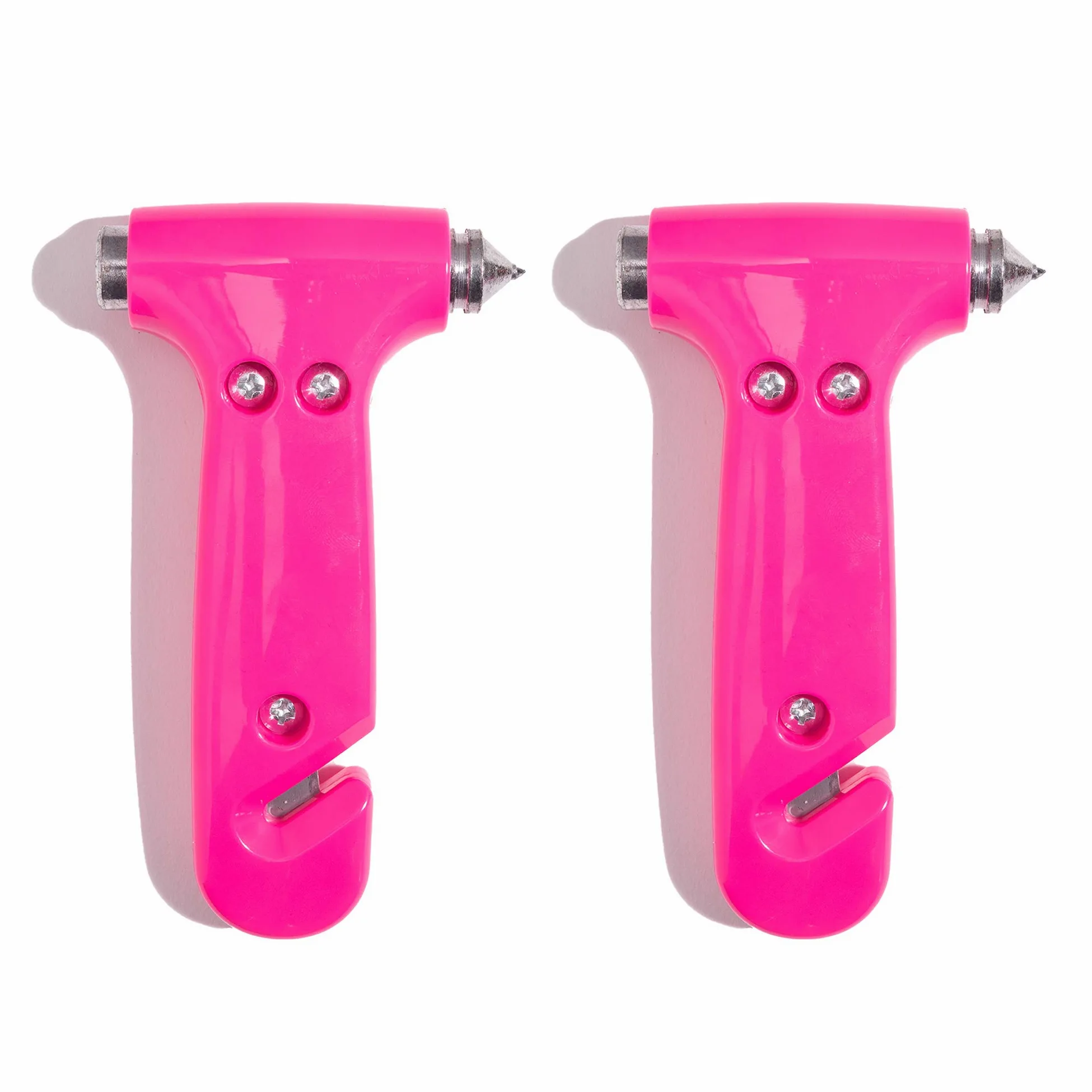 Martillo de seguridad súper lindo – Herramienta de martillo de escape automotriz de emergencia, cortador de cinturón de seguridad y herramienta de rotura de ventana de coche, rosa, 2 unidades