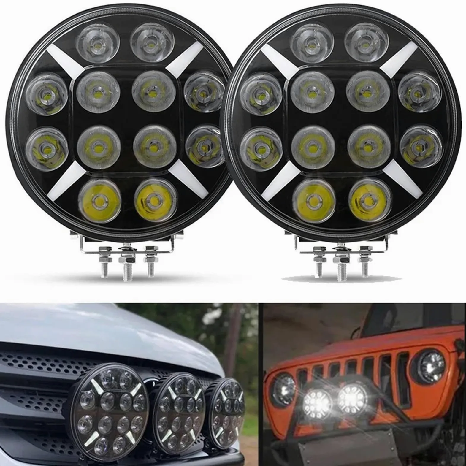 Auto Conjuntos faros 1 Luz LED Redonda Todoterreno De 9 Pulgadas Para Conducción Camiones Foco Trabajo Faro Delantero Con Intermitente