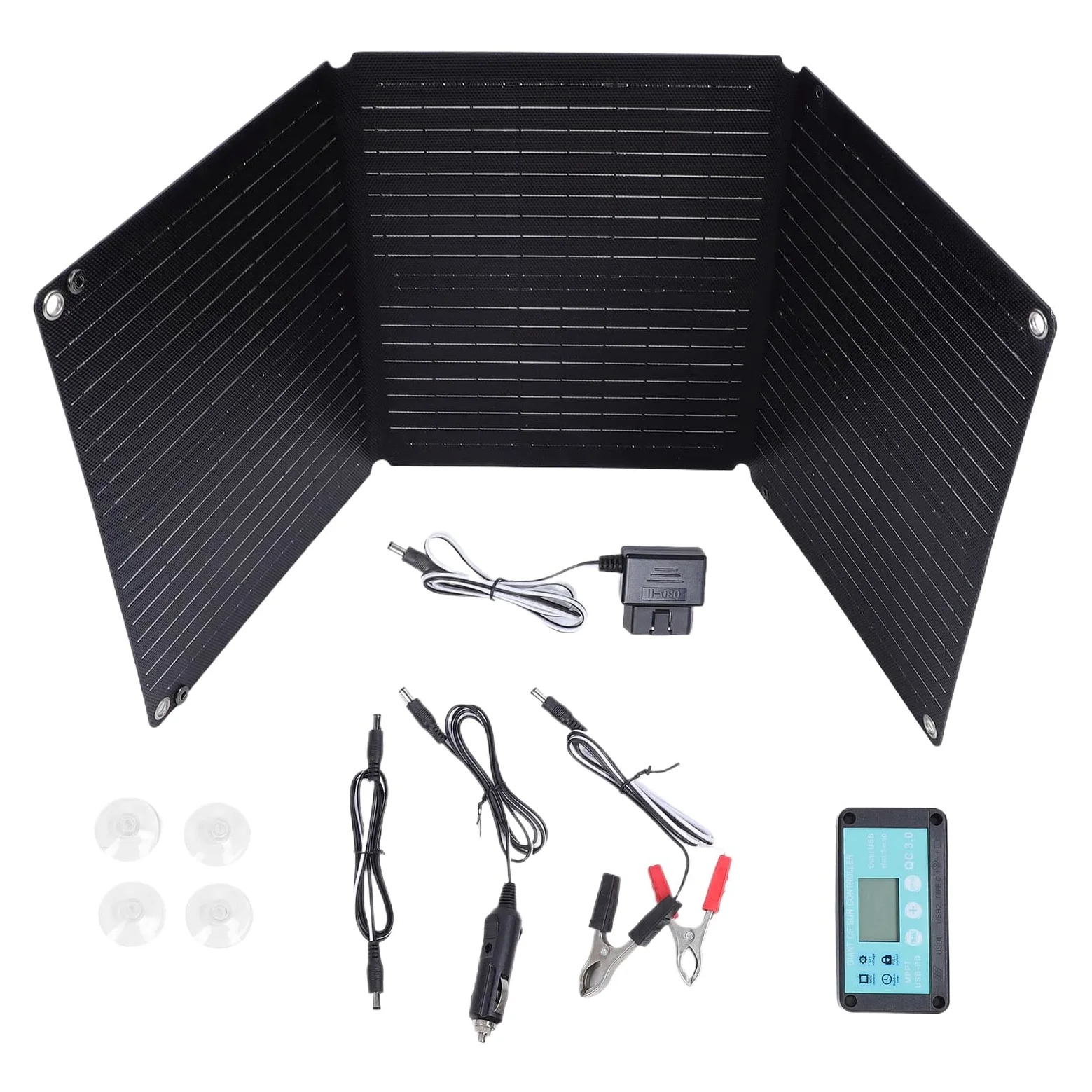 Cargador solar de batería de coche – Cargador de panel solar de 200 W, generador de batería, plegable, flexible, mantenedor automático de 12 a 24 V para viajes al aire libre, coche, vehículo, camión