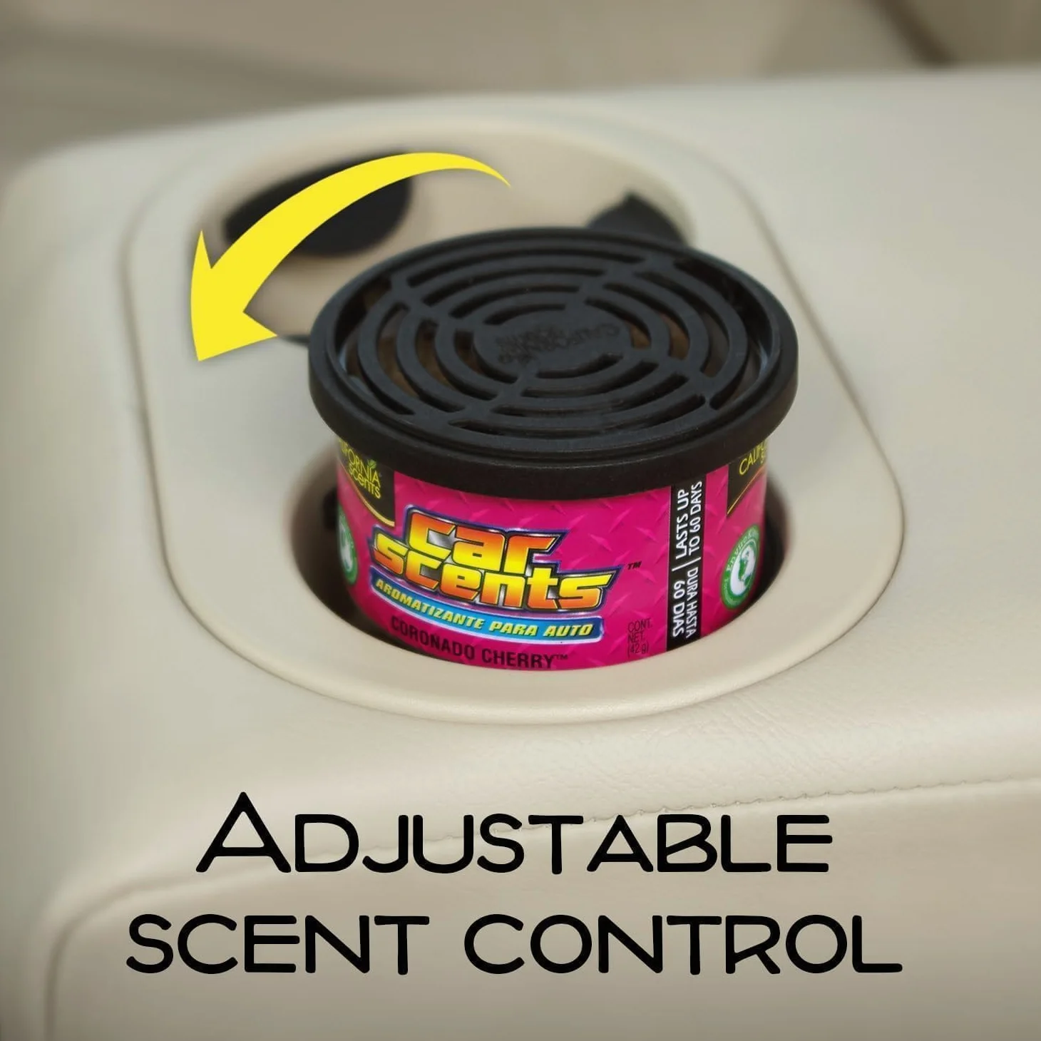 AutoFullCar – California Scents Ambientador de Coche Aroma Cereza “Coronado Cherry” – Fragancia Duradera (hasta 30 Días) – Intensidad Regulable – Lata 42 g – Aroma Dulce y Premium (12 UNIDADES)