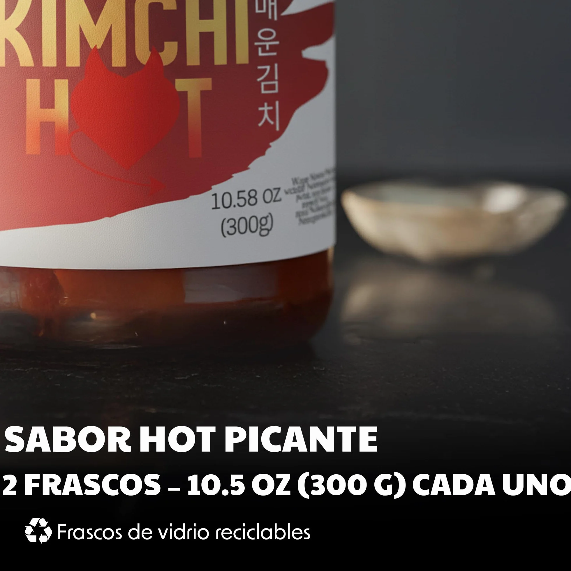 Bakoki Premium 매운 김치 Hot‑Kimchi (Gochugaru) – kimchi coreano picante de repollo napa fermentado probiótico umami 2 × 300 g