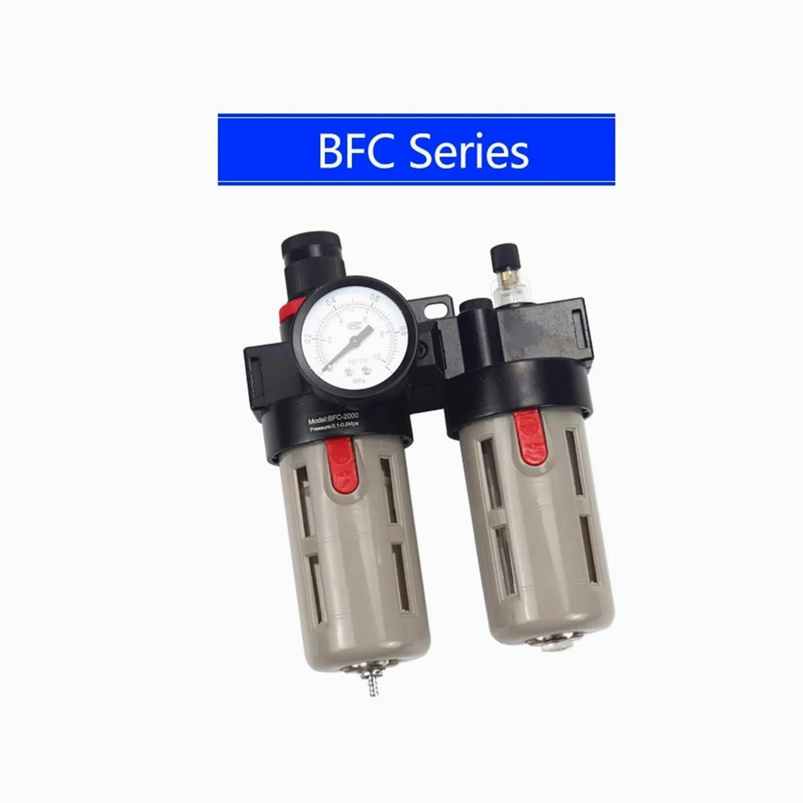 Válvula reguladora de presión Separador de agua y aceite Neumático | Acoplamiento reductor de bomba de aire de filtro(BFC3000-Black)