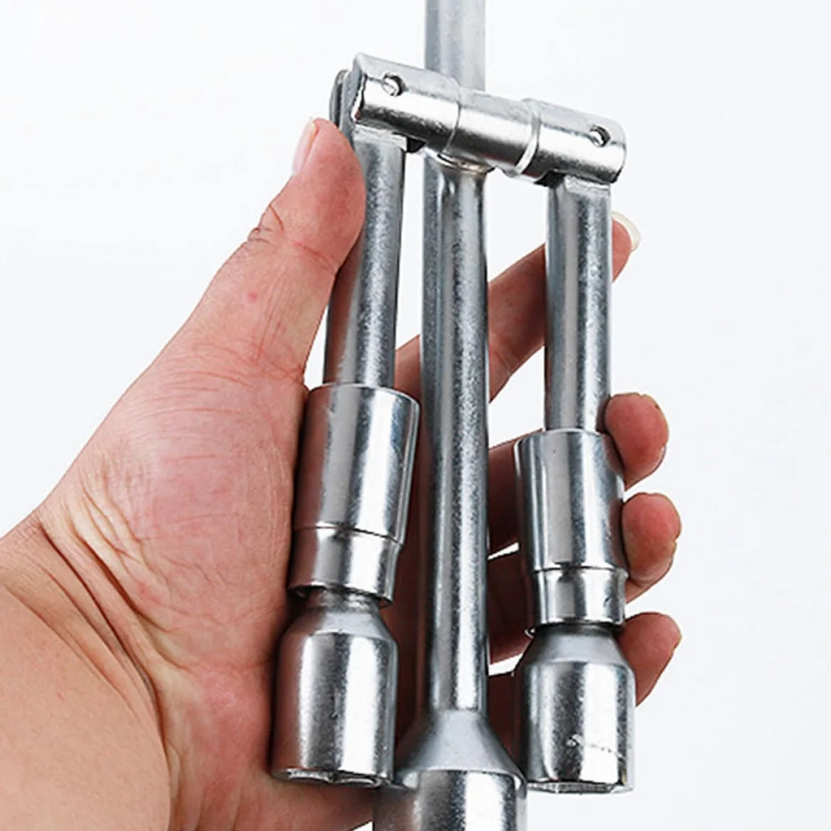 Llave para Tuercas de Rueda de Acero Plegable Agarre Cómodo, Llave Cruz de 4 Vías para Reparaciones de Neumáticos y Tuercas en Coche