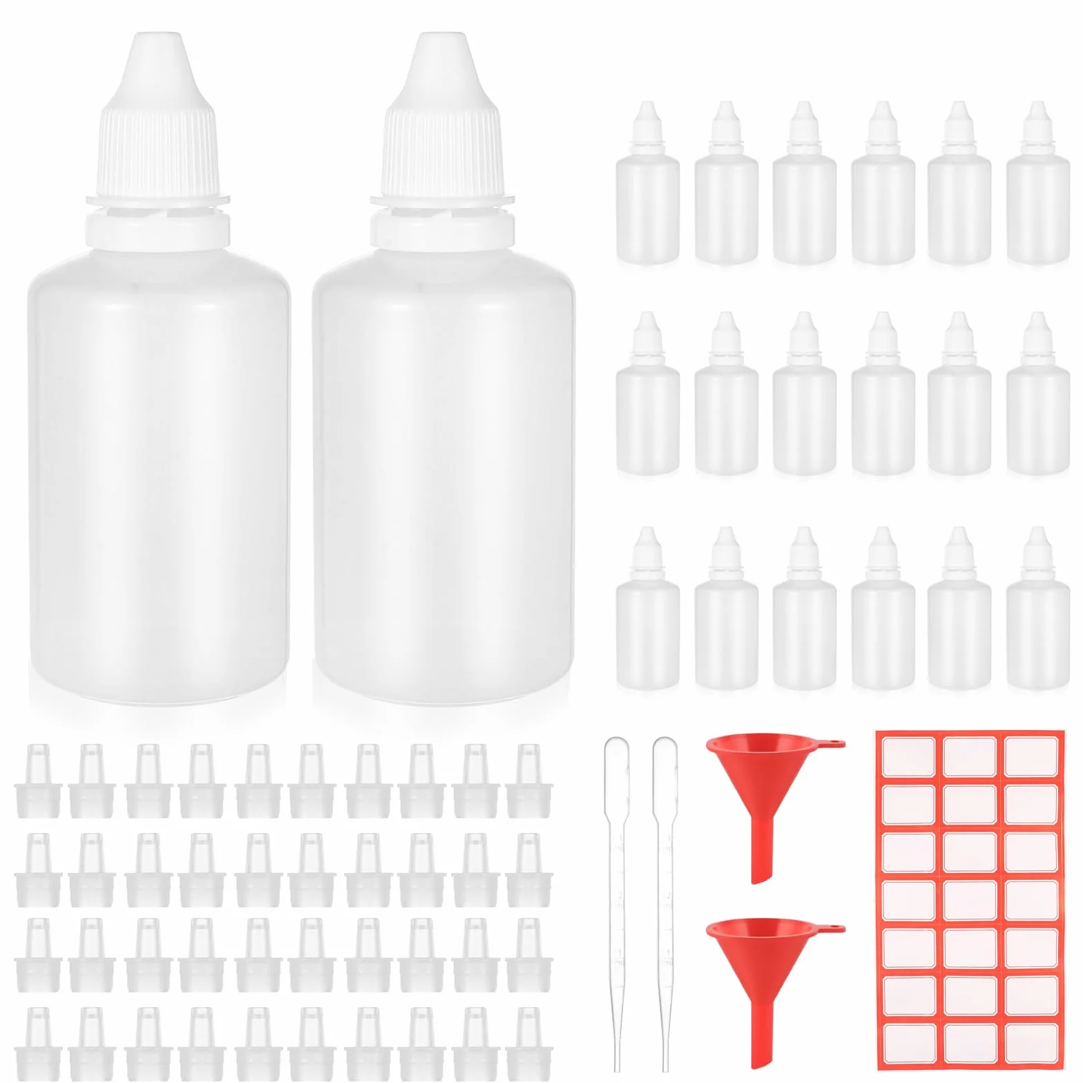 Paquete 20 botellas líquido 50 ml cuentagotas vacías dosificadoras plástico aceites esenciales