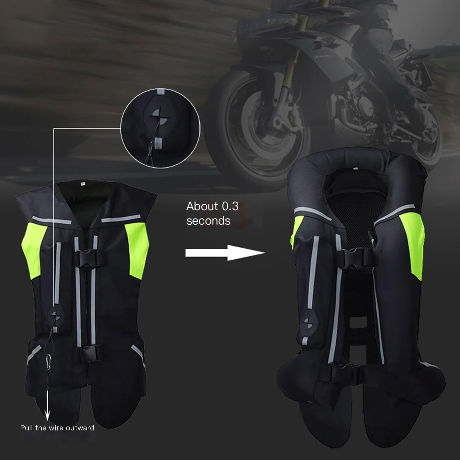 Chaleco Airbag Ajustable for Moto, Unisex, for Motociclismo, Equitación, Chaqueta Protectora
