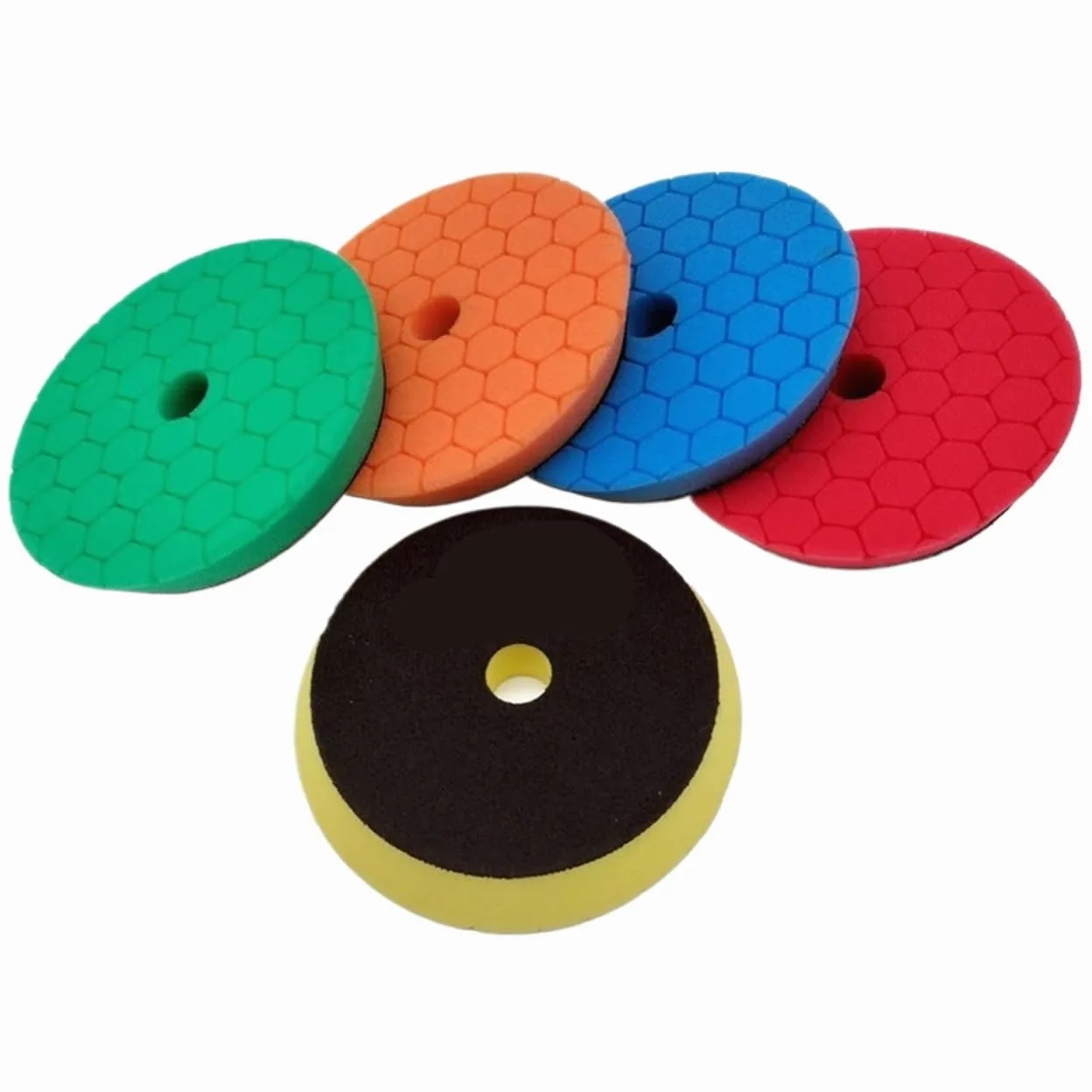 Esponja Pulido para Coche Almohadillas de pulido for coche, esponja espuma 3/5/6 pulgadas, juego almohadillas for pulir herramientas(Yellow x 5pcs,5Inch (125mm))