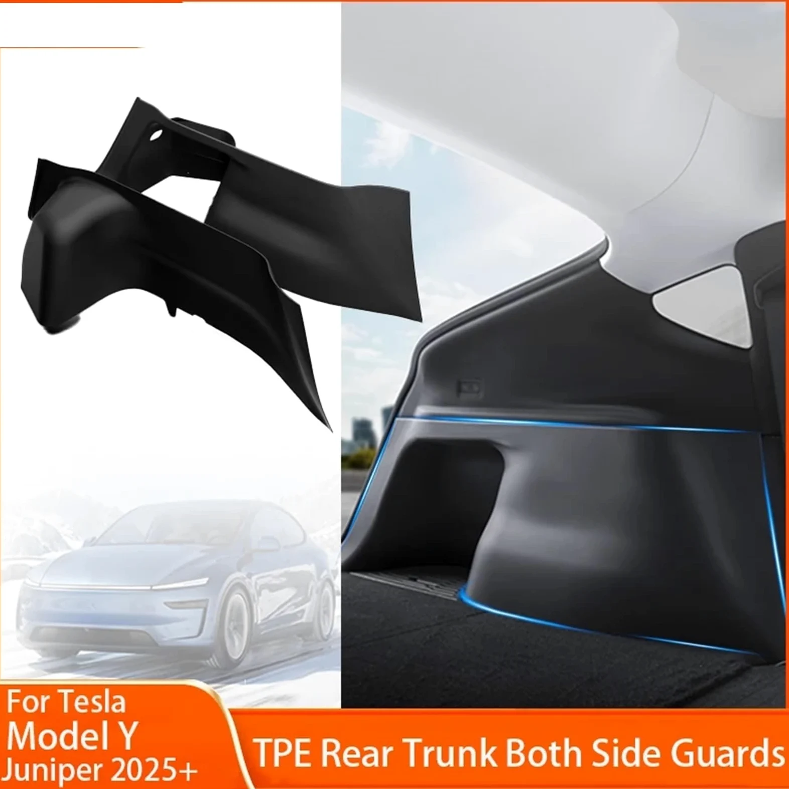 Protectores Laterales para Maletero Trasero compatibles con Tesla Model Y Juniper 2025, protección de Esquinas con Superficie TPE Alfombrilla Maletero Coche