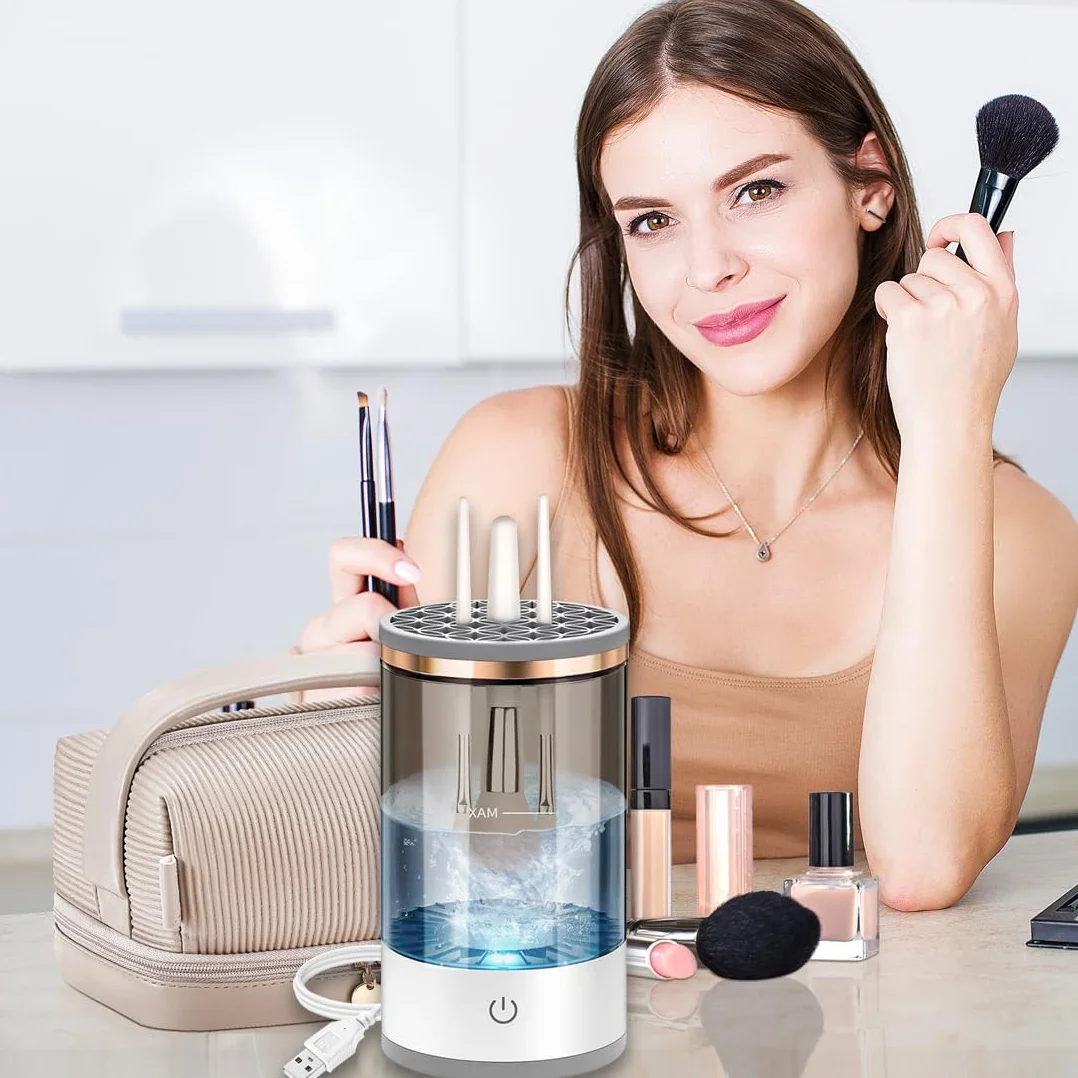 Limpiador de Brochas de Maquillaje Eléctrico 3 en 1 – Limpia y Seca en 30s USB Automático