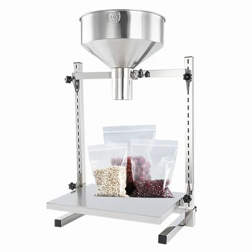 Ventana de lar-diter de Acero Comercial, Embudo Manual de Feng con Soporte y Plataforma de elevación, máquina de llenado de dispensación para gránulos líquidos de Pasta de Polvo de Paquete