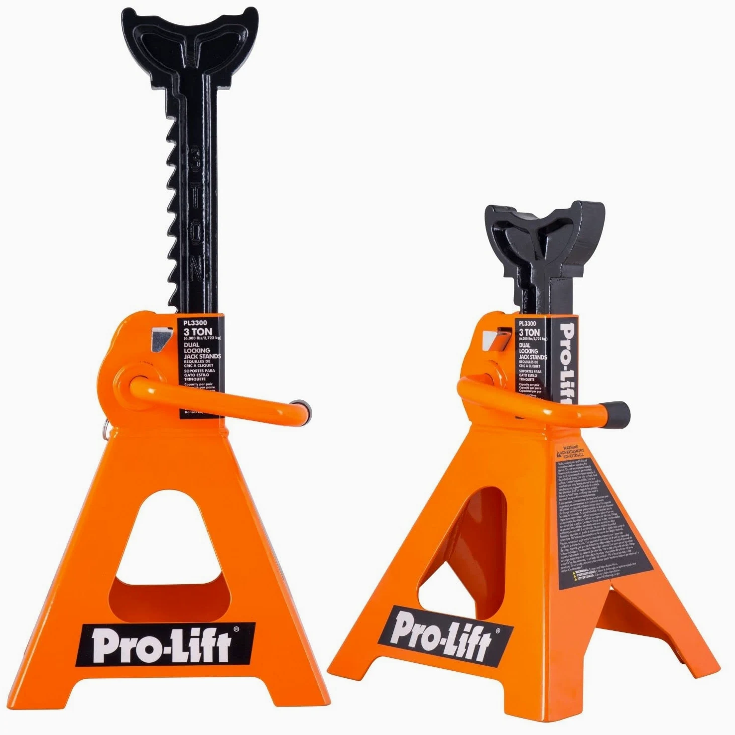 Pro-LifT PL3300 - Soportes de Gato Resistentes para Coche, 3 toneladas en par con pasadores Dobles, Bloqueo de Mango y Pasador de Movilidad para Mayor Seguridad, Ideal para Taller de reparación de