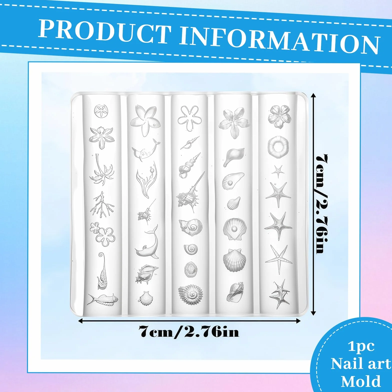 3D Gel Nail Art Mold Set Verano Mar & Conchas DIY Accesorios Uñas Flexible Transparente