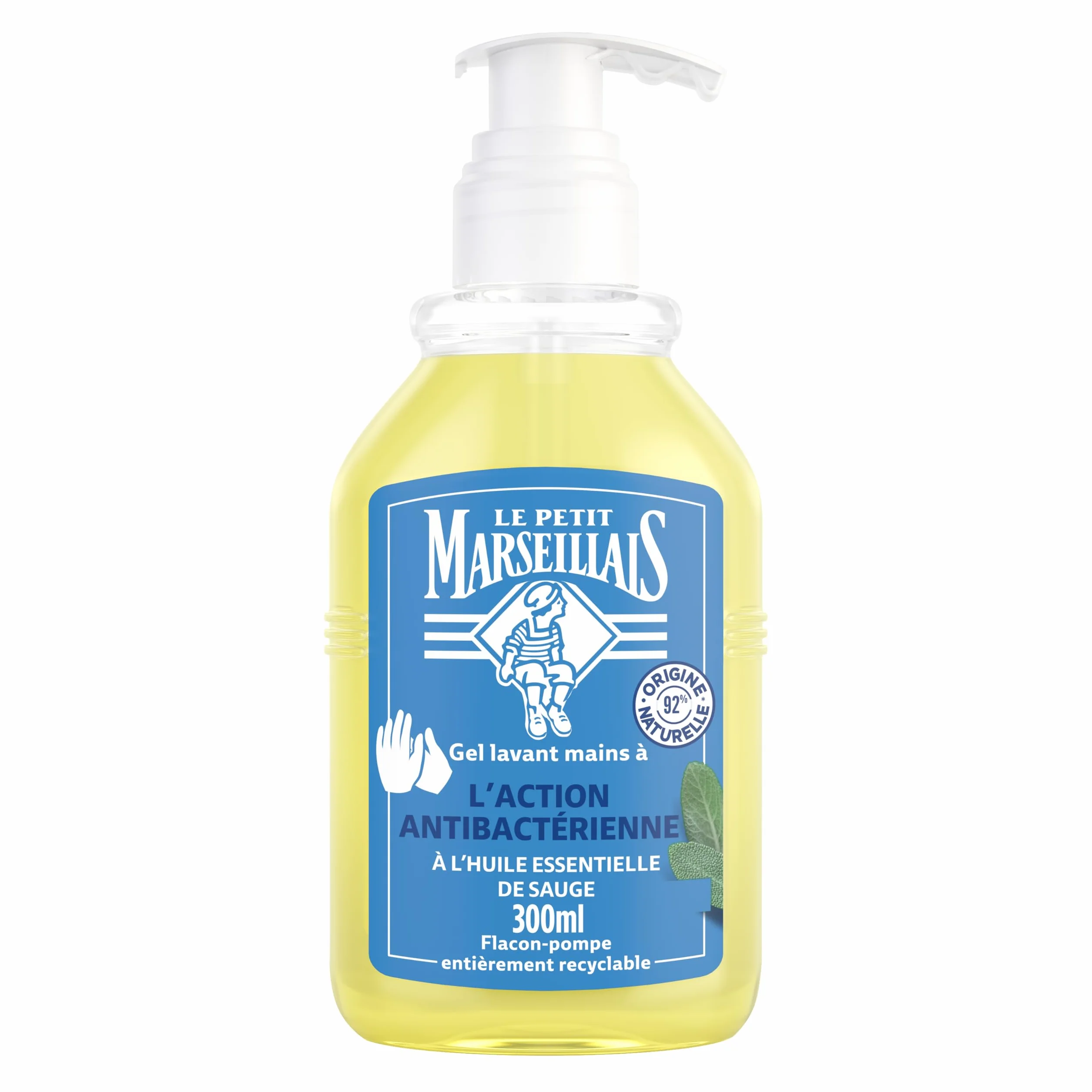Le Petit Marseillais Cartucho Gel Antibacteriano 300 ml Jabón Líquido con Aceite Esencial de Salvia 92% Ingredientes Naturales