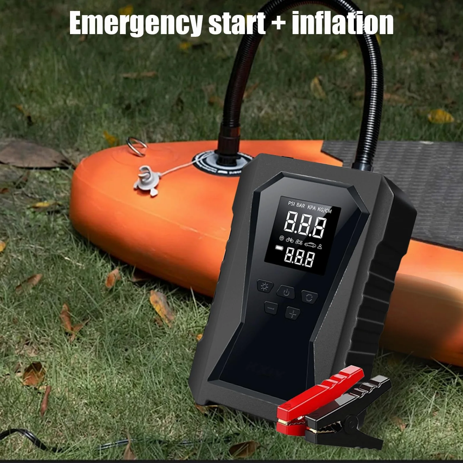 Arrancador De Batería para Coche Arrancador Batería 12V con Inflador | Arrancador De Batería 12V Con Inflador Para Neumáticos Moto, , Camping, Viaje, Aire Libre, Taller, Mantenimiento