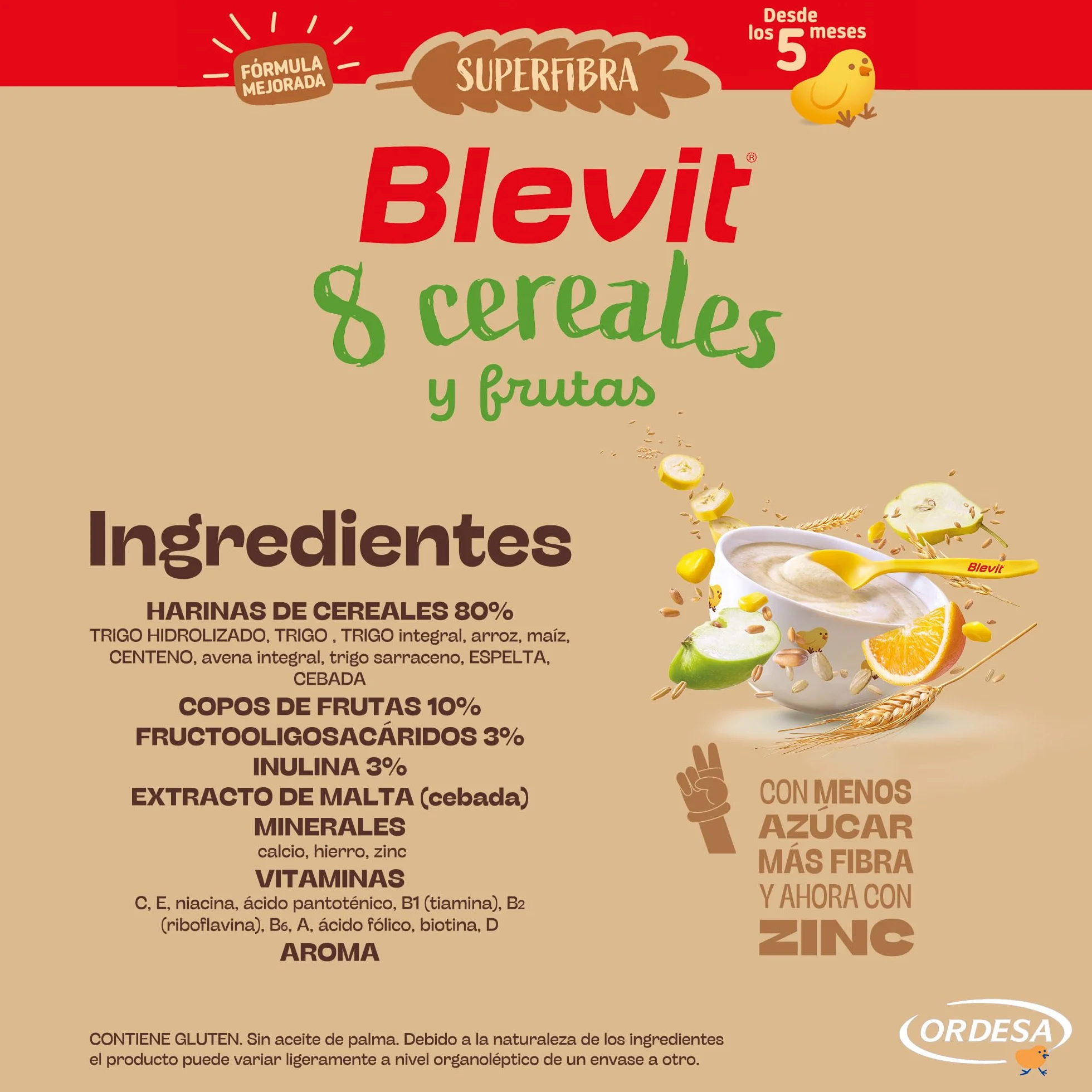 Blevit Superfibra 8 Cereales y Frutas 500g Papilla para Bebé desde 5 meses