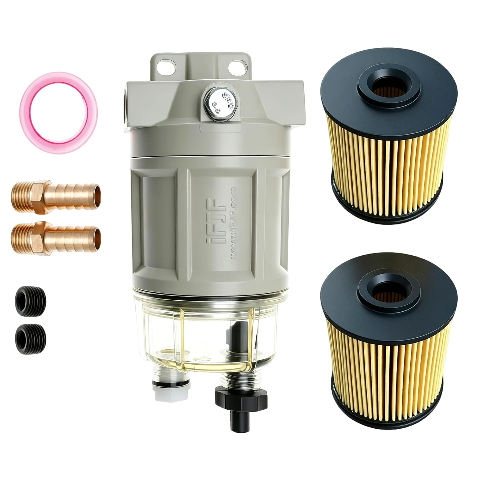 iFJF R12H (R12T Upgrade) Separador de agua combustible marino Combo completo – Sustituye a S3240 120AT NPT ZG1/4-19 filtro giratorio de repuesto automotriz incluye 2 accesorios y 2 enchufes