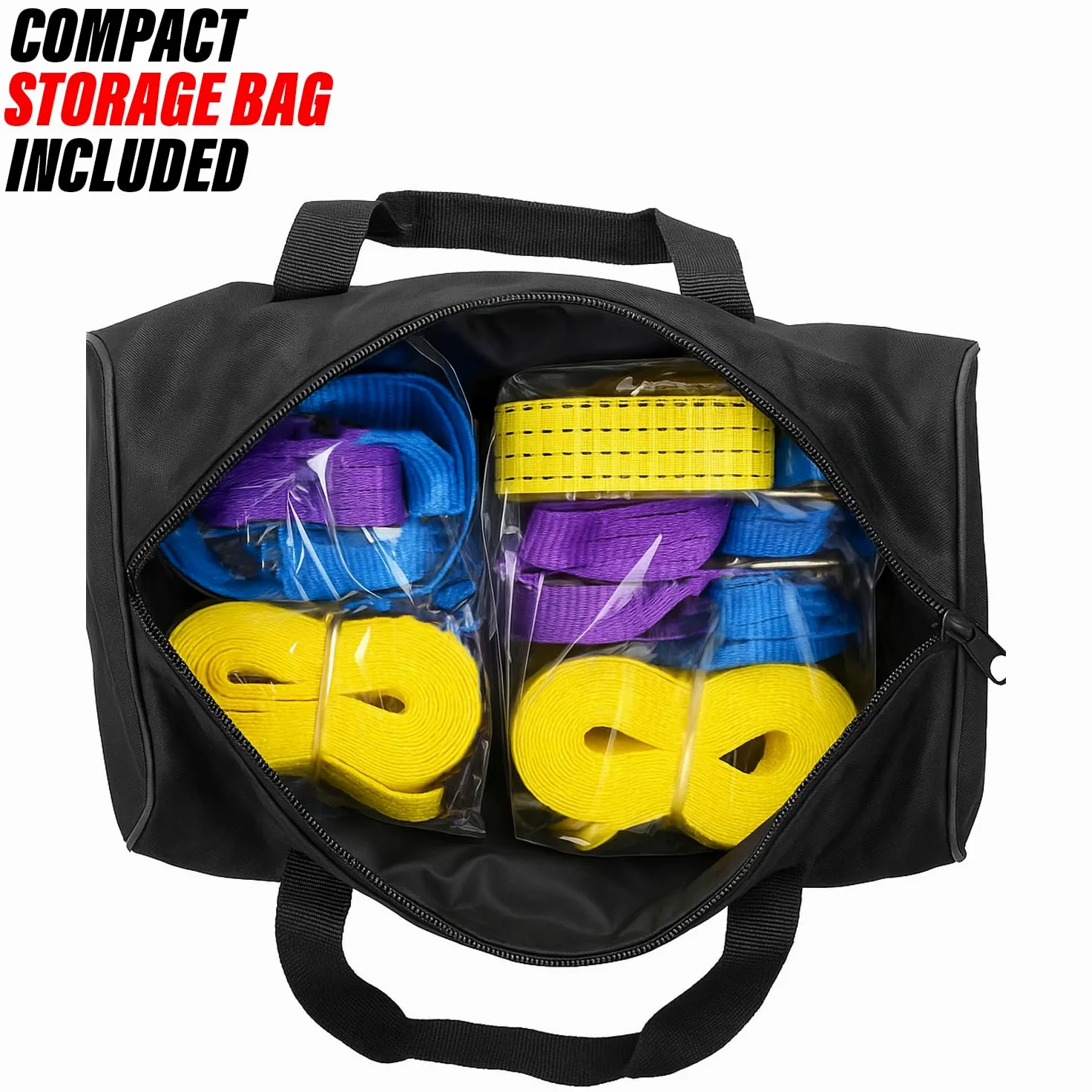 Xtremeauto BS EN121 - Juego de 4 correas de rueda de transporte de coche – Juego de tensores de amarre de trinquete de 50 mm con ganchos de garra – Correas amarillas de 3 partes con desviador suave