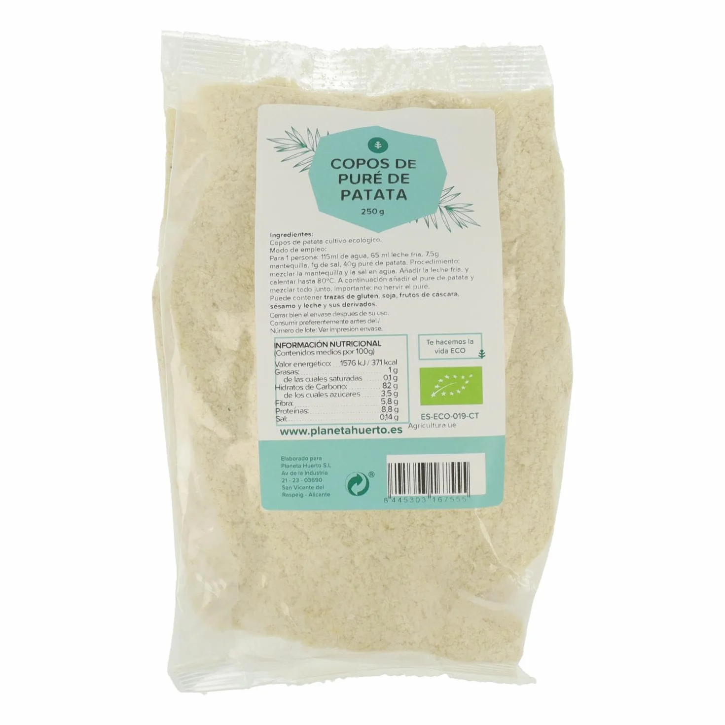 Copos Puré de Patata ECO 250g – Puré Instantáneo Ecológico