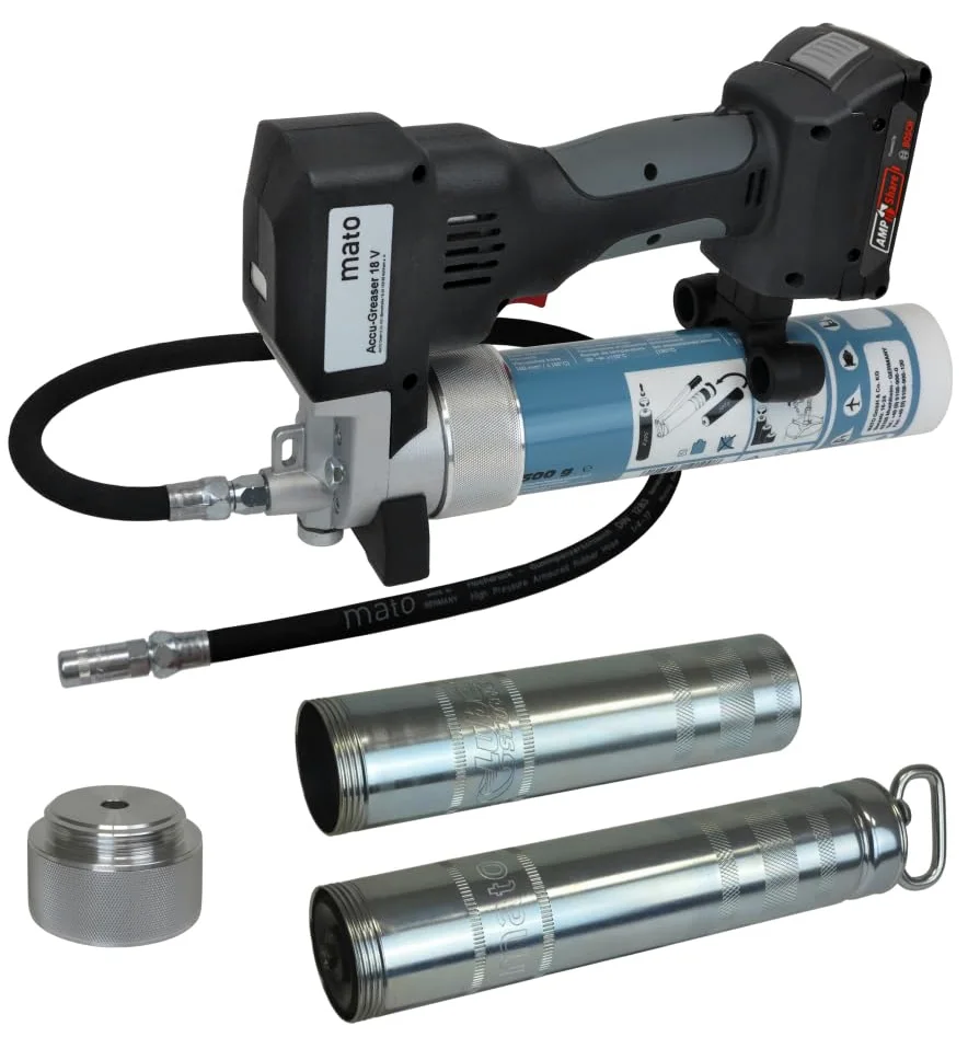 Shuttle® Accu-Greaser Premium MATO - Pistola de engrasar a batería (18 V, ion de litio, para 500 g y 400 g)