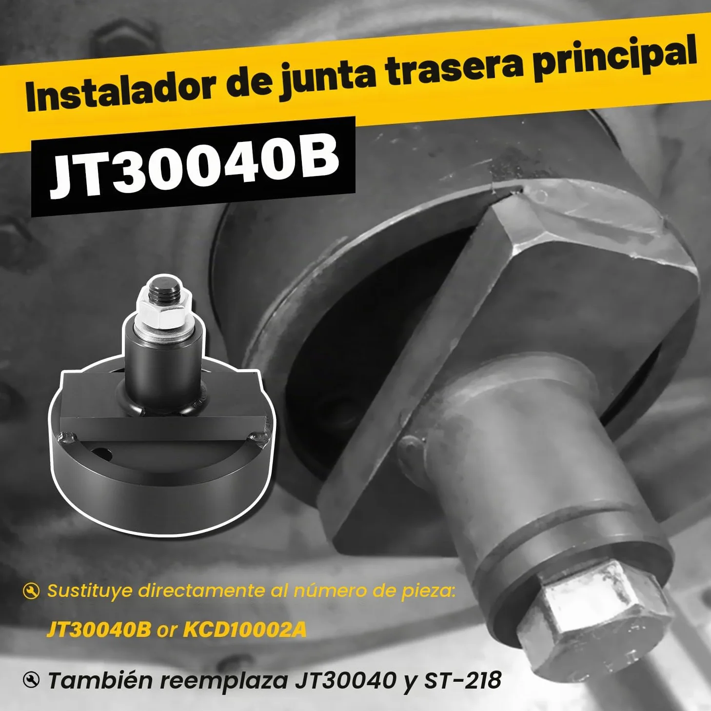 JT30040B Instalador de Retén Principal Trasero de Cigüeñal, Compatible con John Deere 4045 152 164 180 202 219 239 329 359 414 Herramienta de Instalación de Motor, Reemplazo para JT30040, KCD10002A