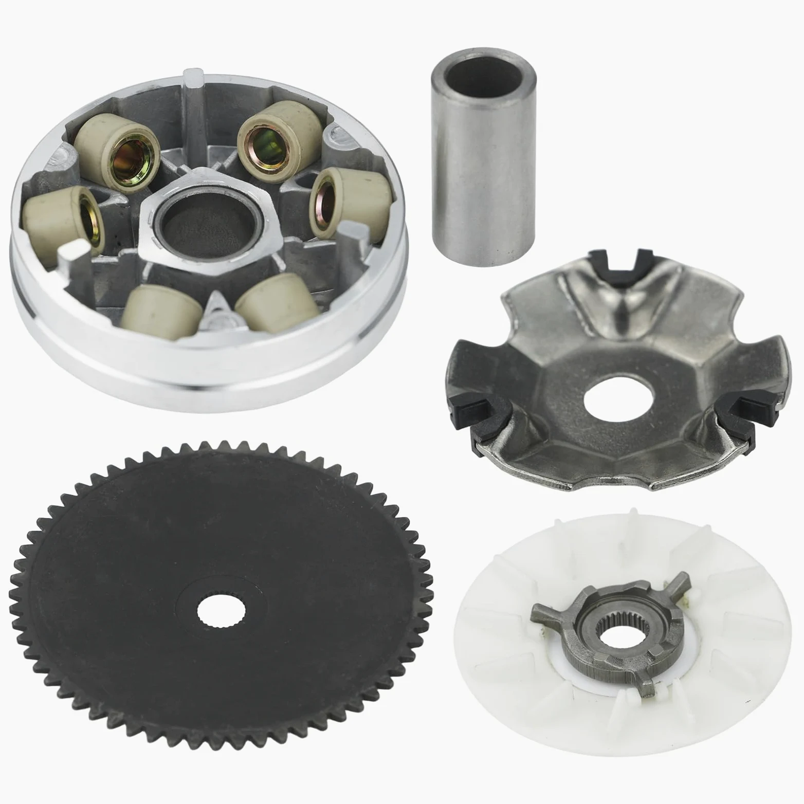 Kit de embrague variador delantero, compatible con motor GY6 de 49 cc, 50 cc, 139QMB y 139QMA, con pesos de rodillo de 6,5 g