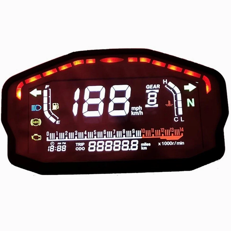 tacómetro Digital Tacómetro LED Universal para Motocicleta, 1, 2 y 4 Cilindros, odómetro Digital con luz de Fondo para