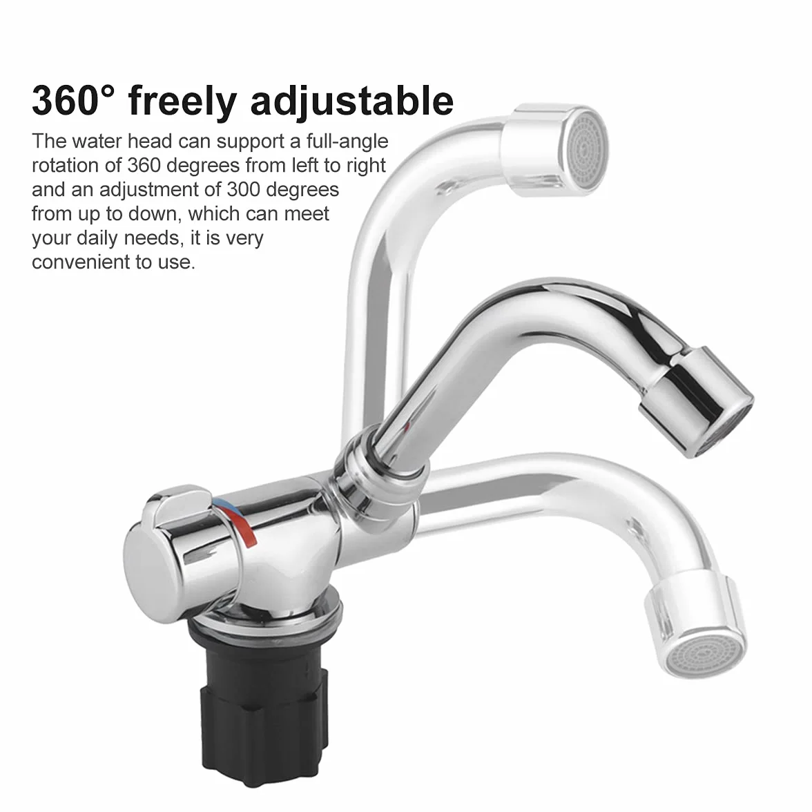 Grifo de Agua, Grifo de Cocina de Rosca G1 / 2in, Herramienta de Lavabo de Salida De Agua Fría Caliente, Aleación de Zinc 360 Grifo de Rotación Ajustable para RV Caravan Cocina Baño Autocaravanas