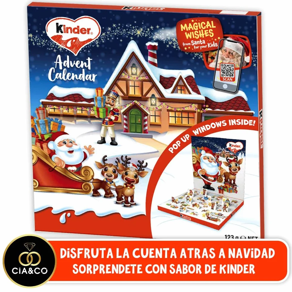 Kinder Calendario de Adviento POP UP 2025 24 Chocolates Variados 125 g