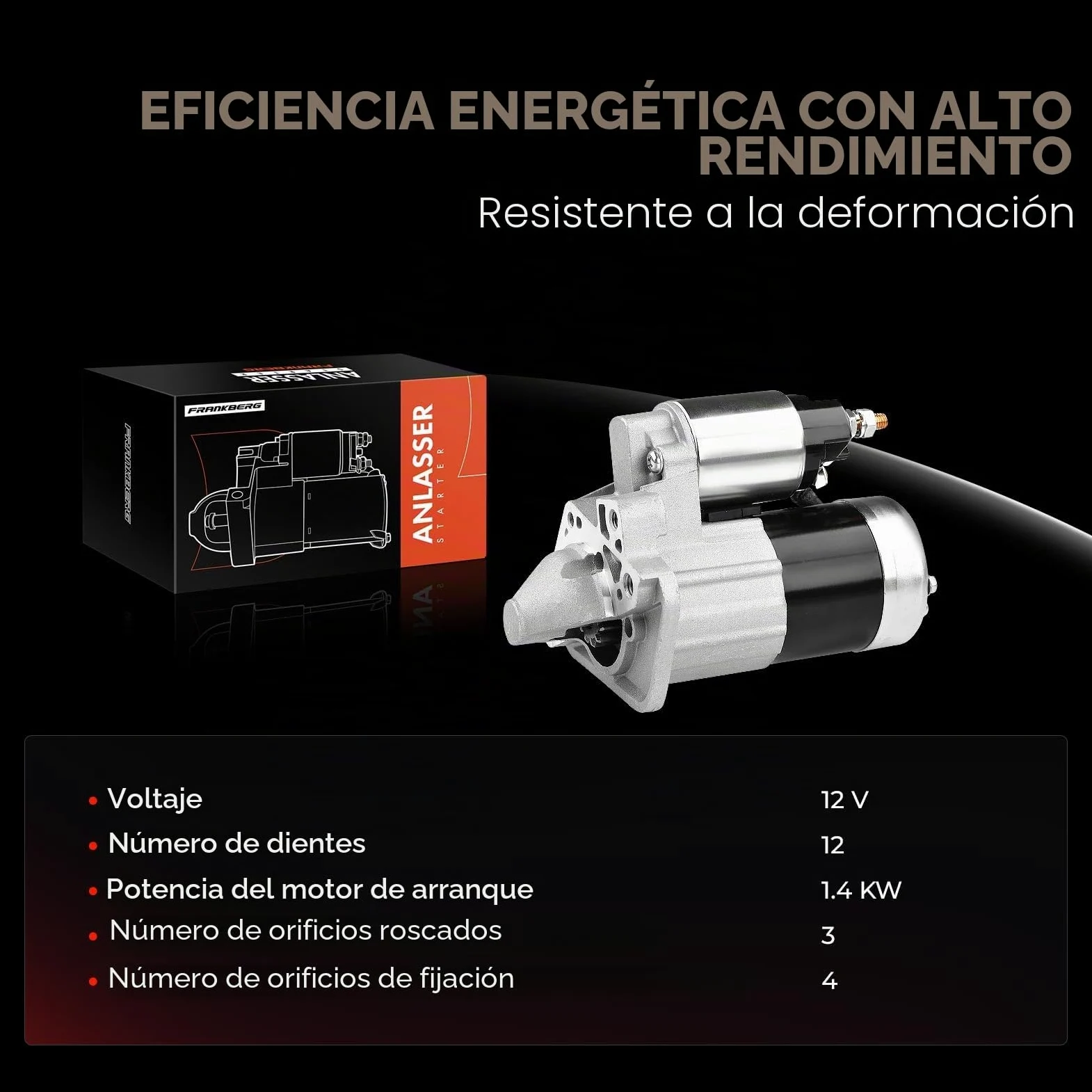 Frankberg Motor de arranque 14 kW 233003329R | Compatible con: Autobús NV200/Evalia, Caja Kubistar X76, Saloon Tiida SC11, Logan I LS, Juke F15, M.e.g.a.n.e CC EZ0/1