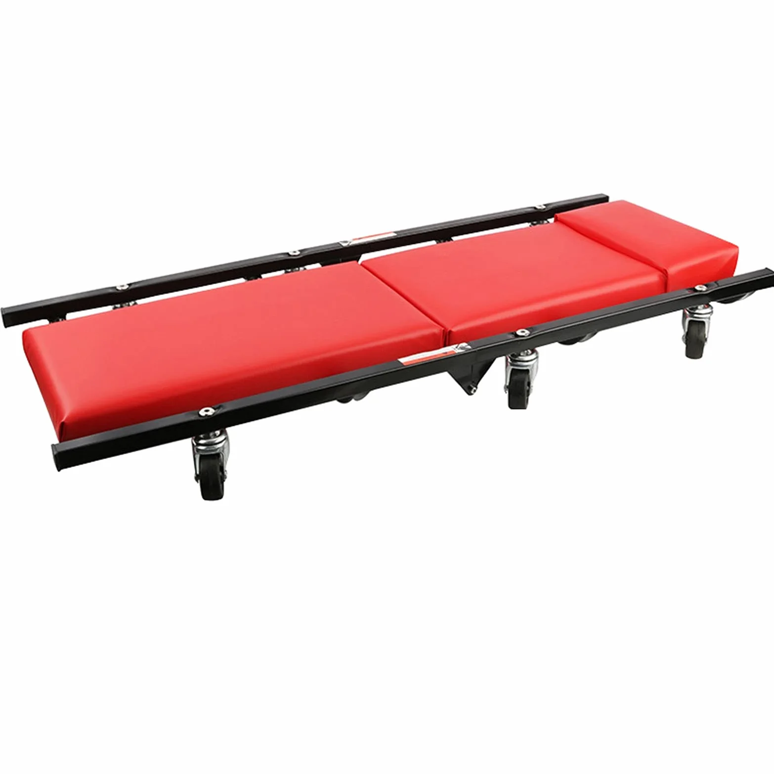 ARCH Plataforma con Ruedas Plegable, Camilla Mecanico De Cuero, Carro De Mecánico Acolchado De 36 "con Reposacabezas Y 6 Ruedas, Reparación De Herramientas De La Tabla De Dormir, Rojo