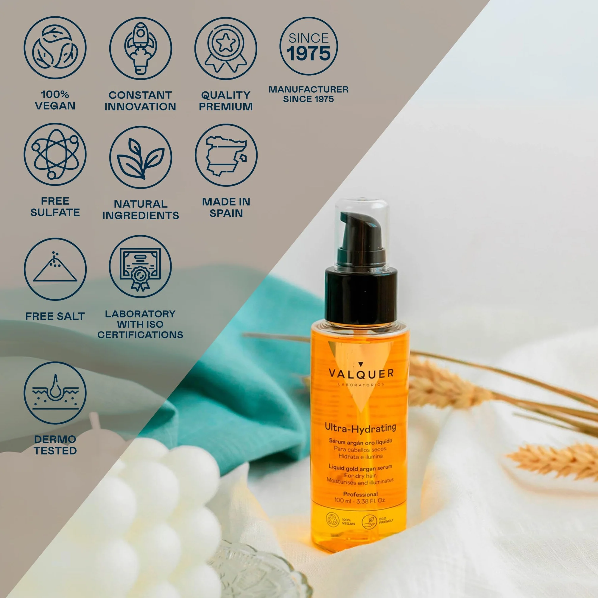 VALQUER Sérum Capilar Aceite de Argán y Zanahoria 100 ml Vegano