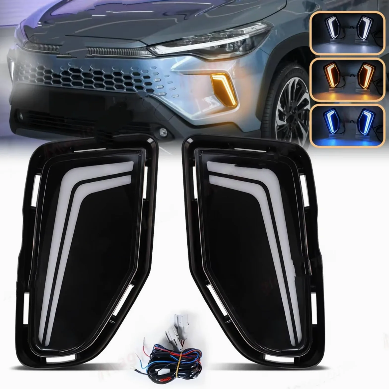 Faros Antiniebla Para Toyota Para Corolla Para Cruzar Luces Diurnas Led DRL Señal Vuelta Lámparas Niebla Parachoques Delanteros Luces Diurnas