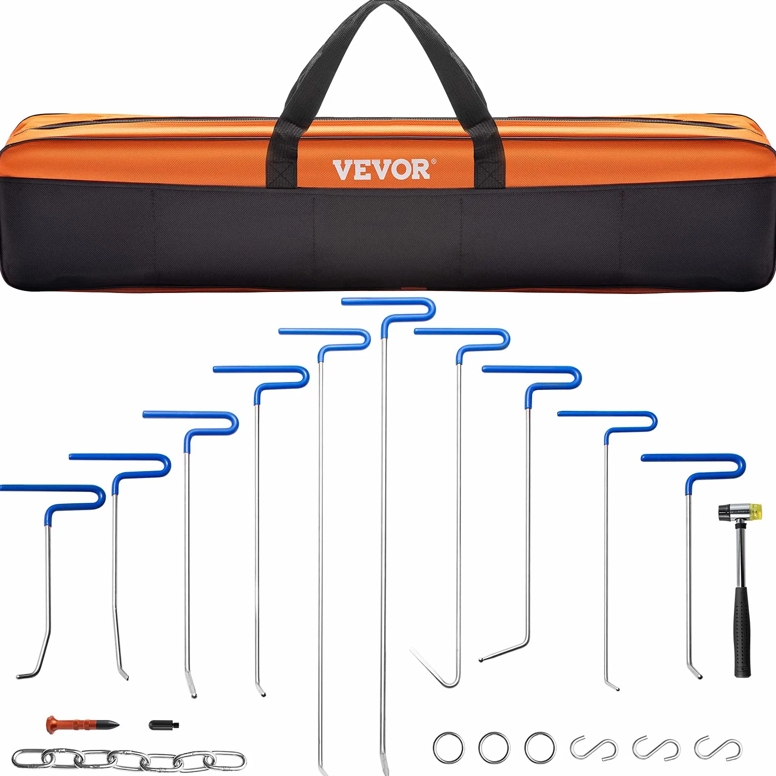 VEVOR Kit de eliminación de abolladuras sin Pintura 20 PCS Kit de Varilla de eliminación de abolladuras de carrocería de Acero Inoxidable con Bolsa para Mantenimiento de Taller de abolladuras Menores