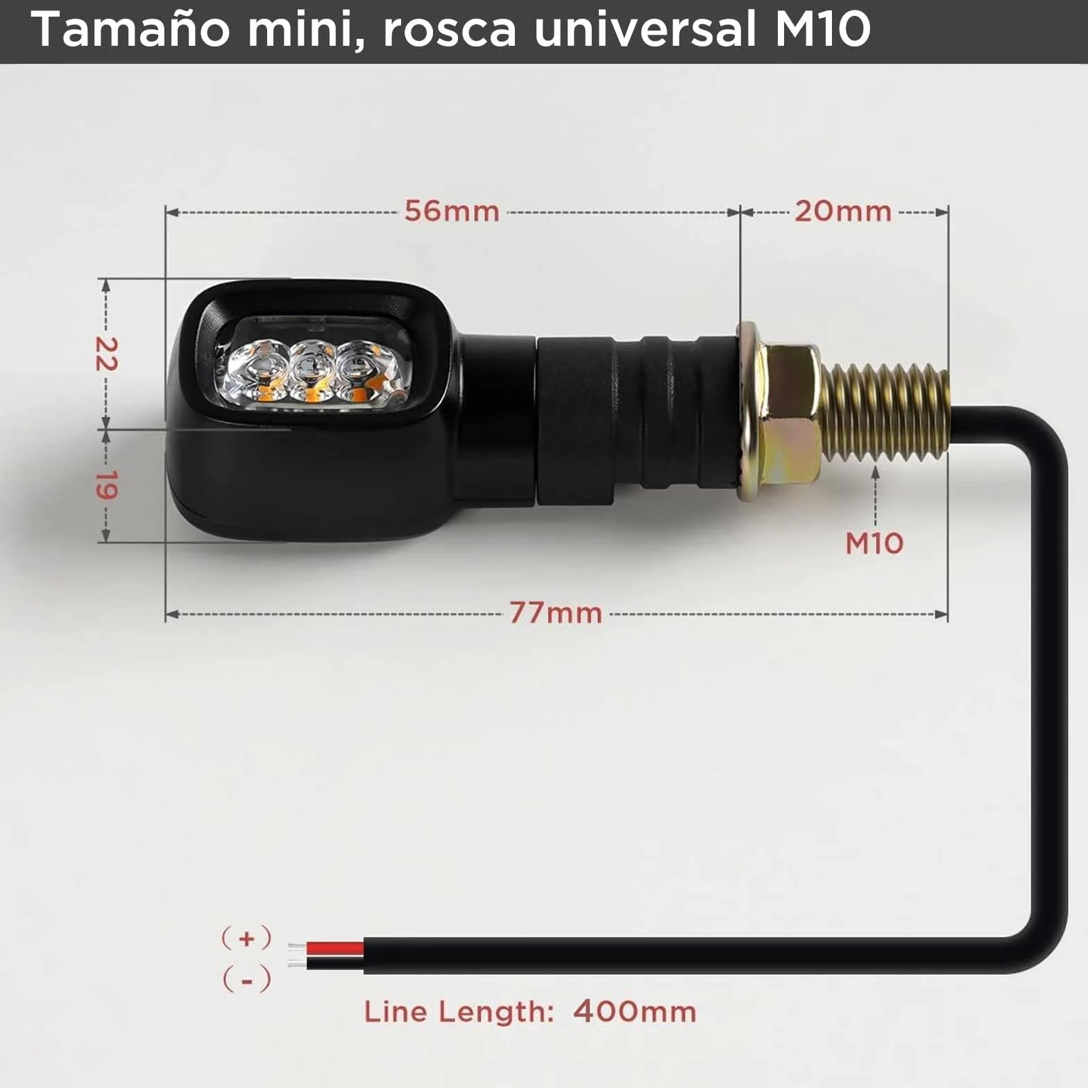 evermotor Mini Intermitentes Moto Homologados,12V, E24, Indicador de Motocicleta Rectangular, Impermeable IP67 (4 Piezas)