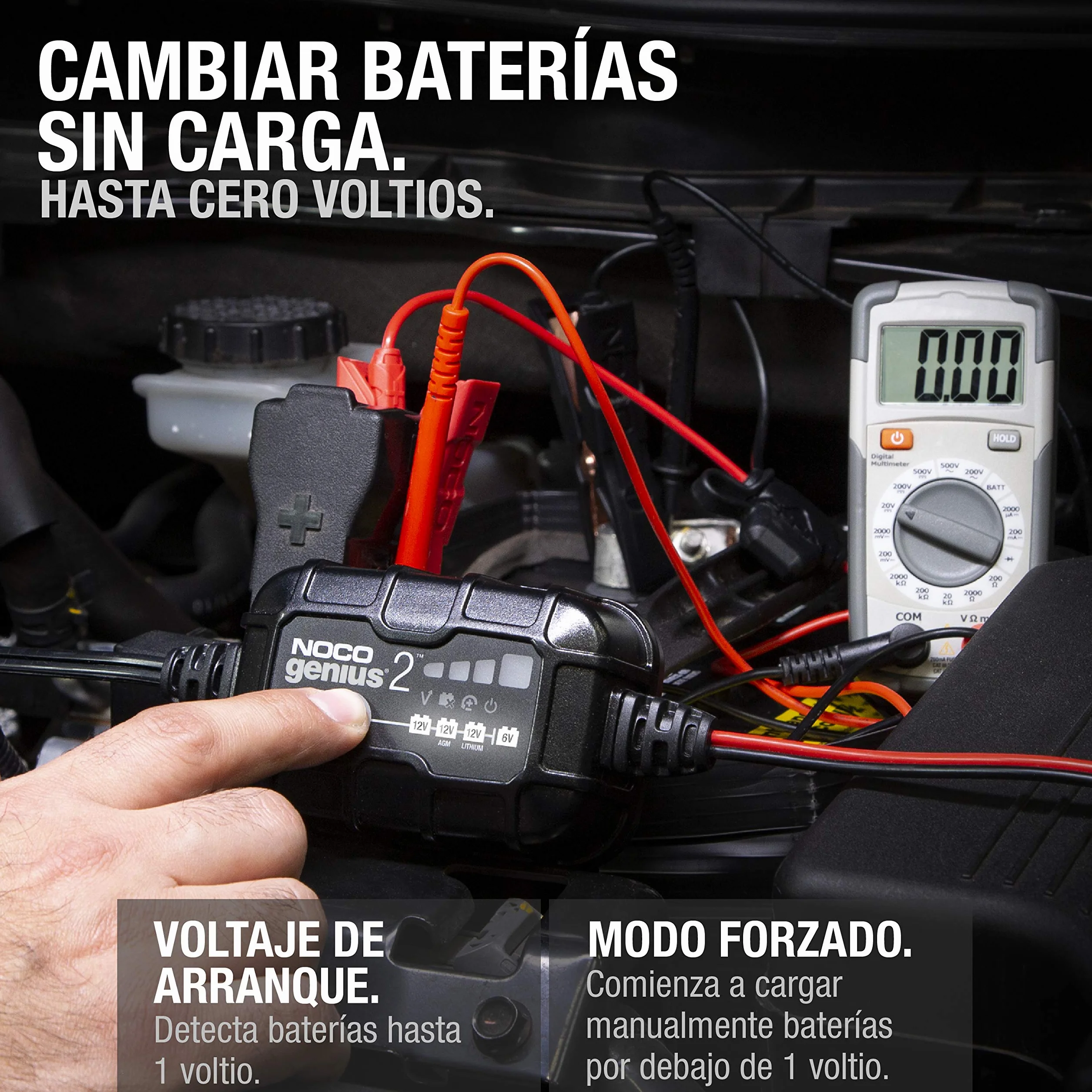 NOCO GENIUS2: Cargador Inteligente de baterías 2A 6V/12V – Mantenedor automático y desulfatador – Protección contra sobrecarga y compensación térmica – para baterías de Plomo y Litio