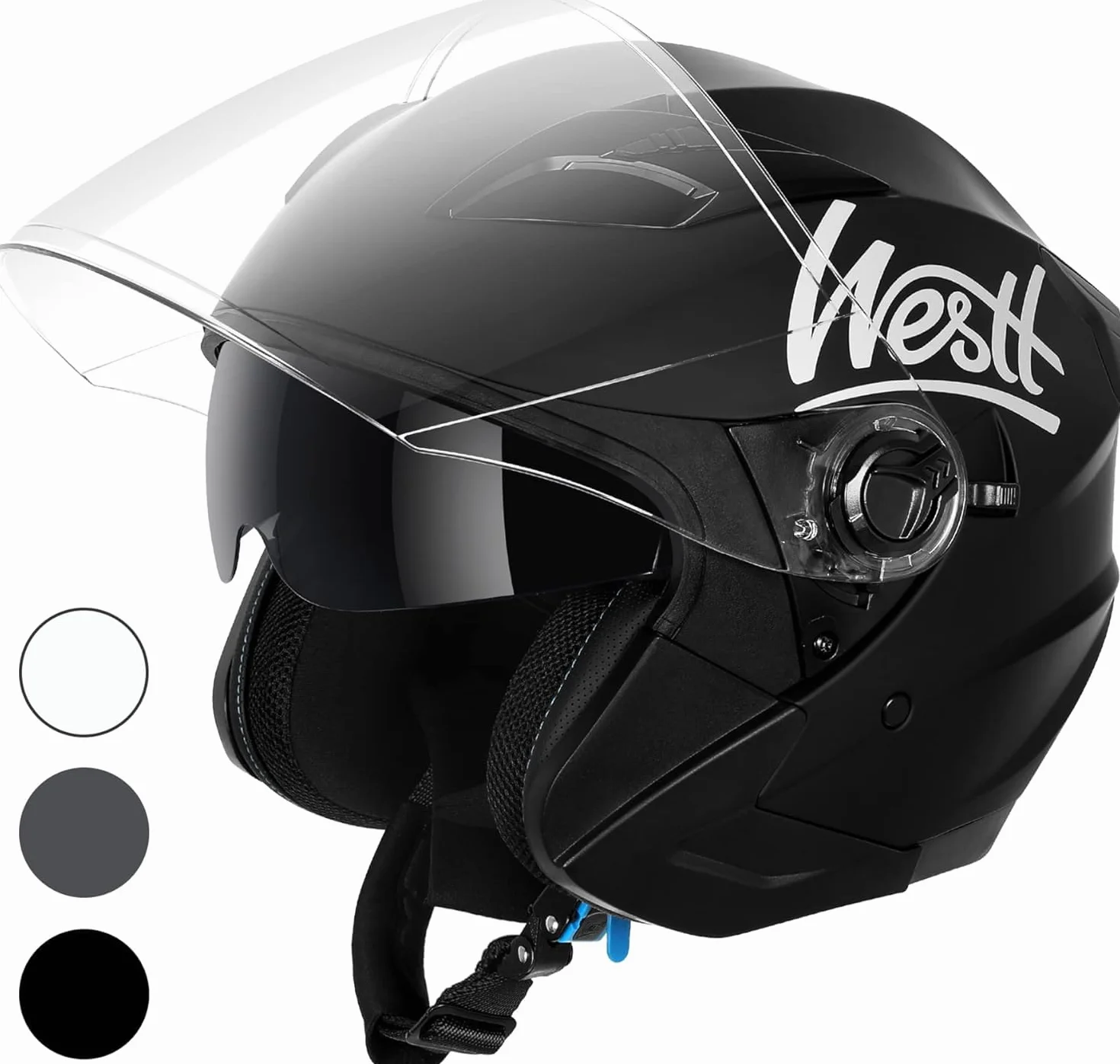 Westt Jet Casco Moto Hombre Mujer Doble Visera ECE Dot Tallas S-XL