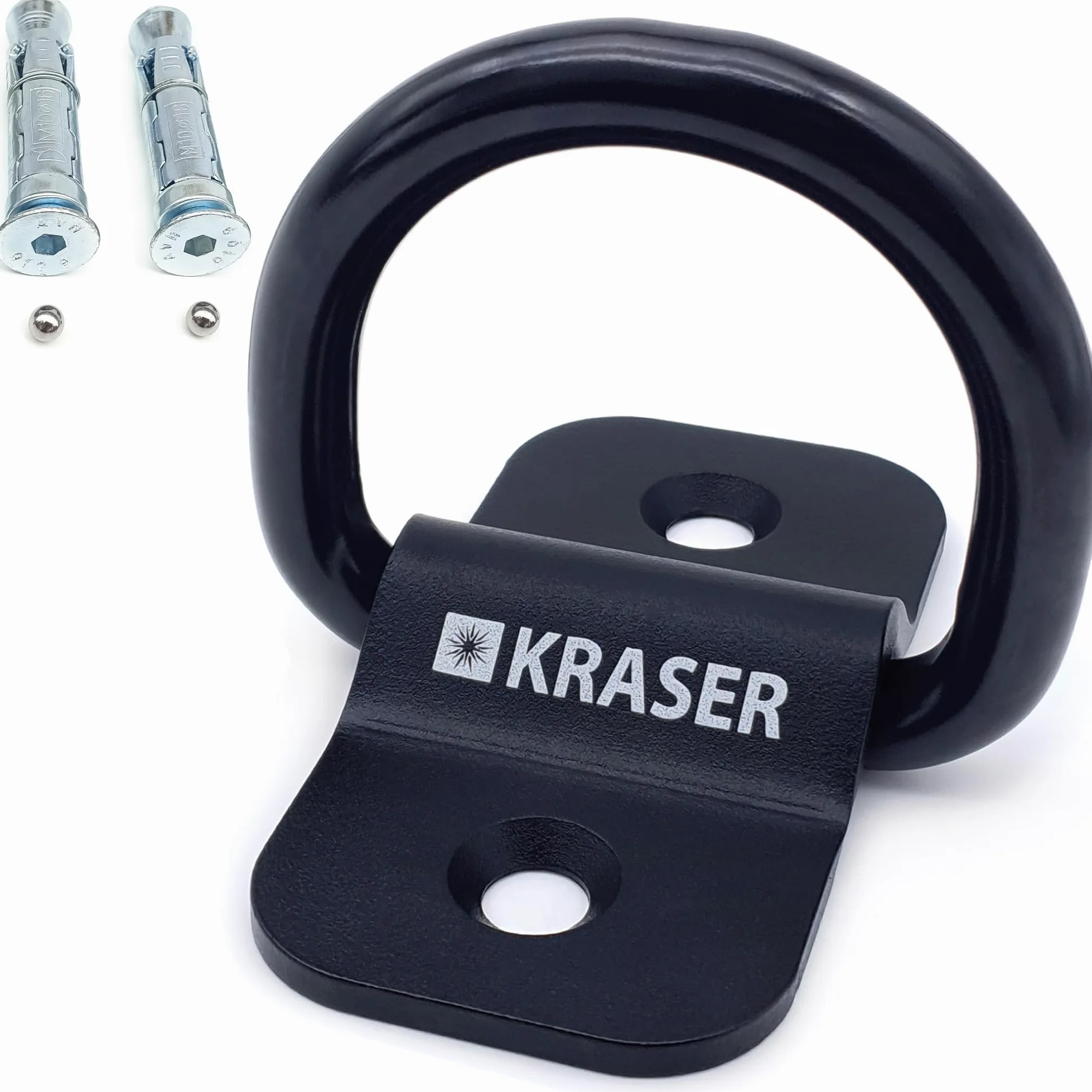 KRASER KR802 Anclaje Suelo Moto con Anilla Basculante ø14, Compacto y Robusto de Acero, Tacos Alta Seguridad Expansivos, Antirrobo Seguridad Fijacion Pared Universal para Anclar Moto Bicicleta Parking