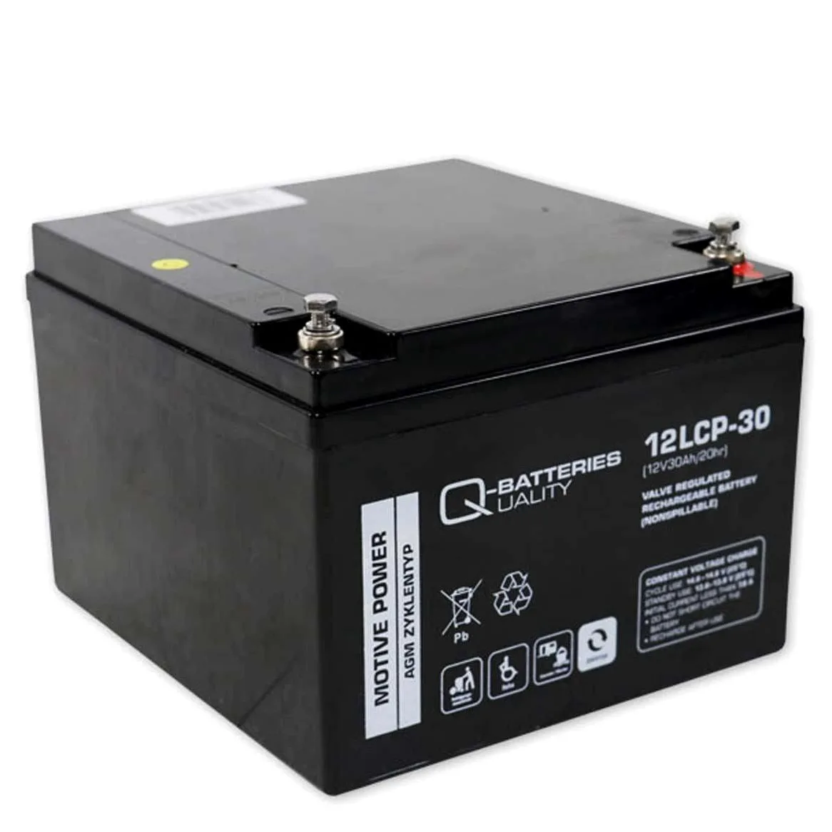 Q-Batteries Batería de Plomo 12LCP-30/12 V – 30 Ah, Tipo de Ciclo AGM – Deep Cycle VRLA